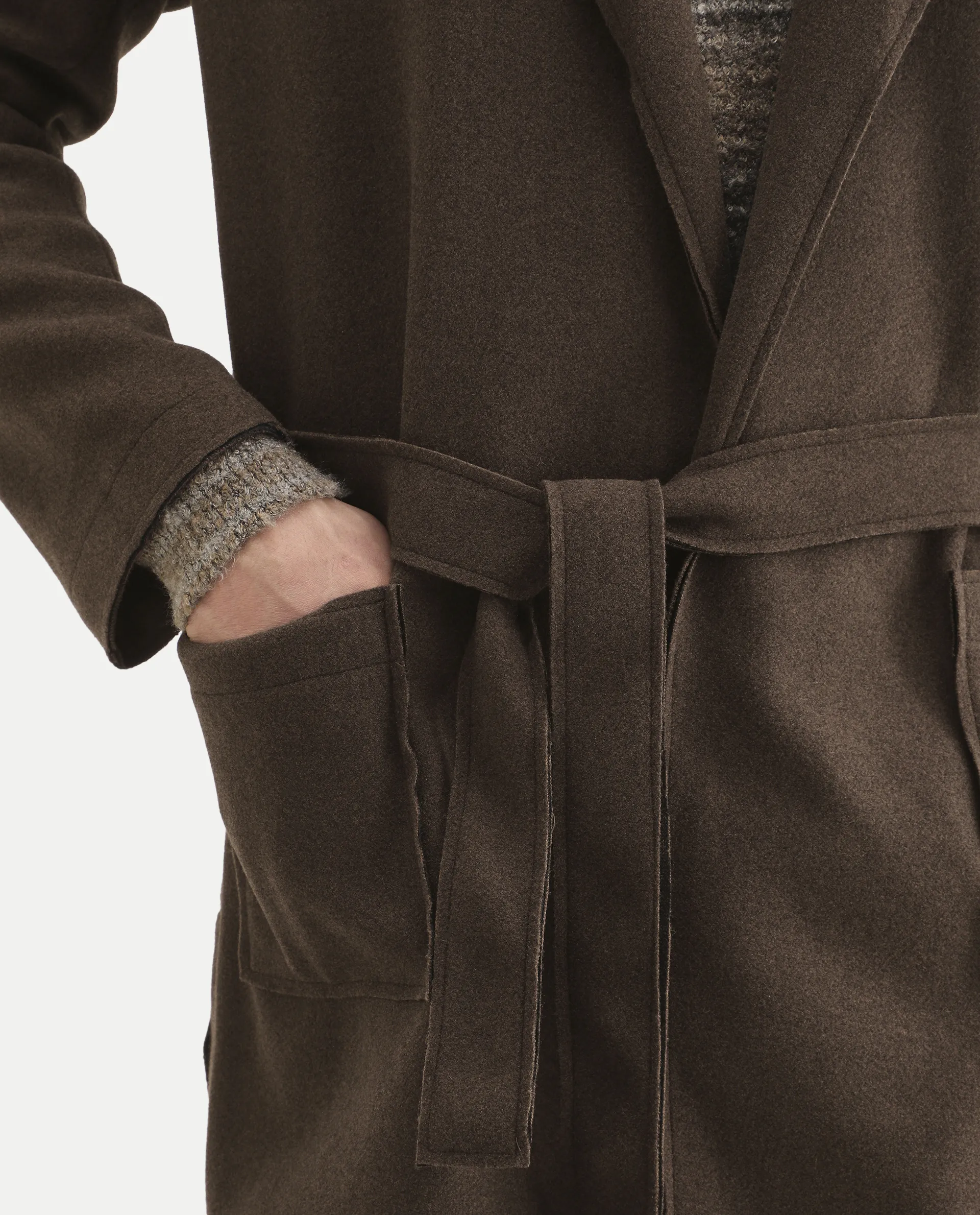 Rare Rabbit Men's Nemot Dark Brown Polyester Fabric Lapel Neck Regular Plain Coat - Image 4