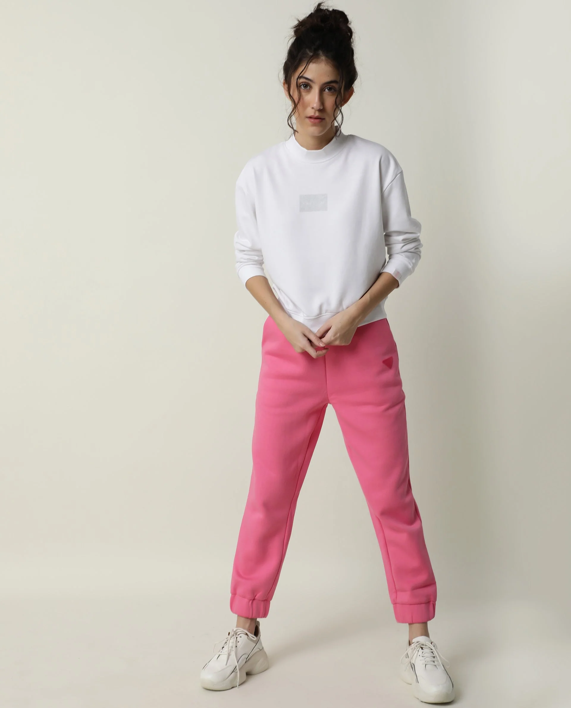 Rareism Women's Neo-1 Pink Polyester Blend Plain Ankle Length Tailored Track Pant - Image 10
