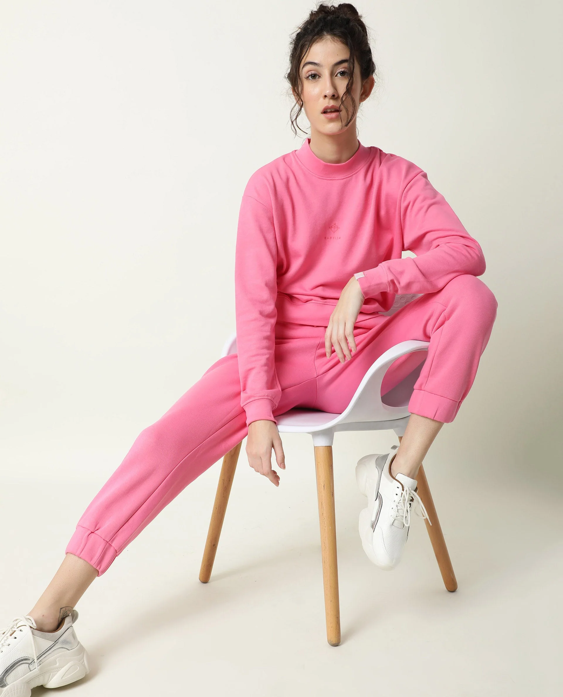 Rareism Women's Neo-1 Pink Polyester Blend Plain Ankle Length Tailored Track Pant - Image 11