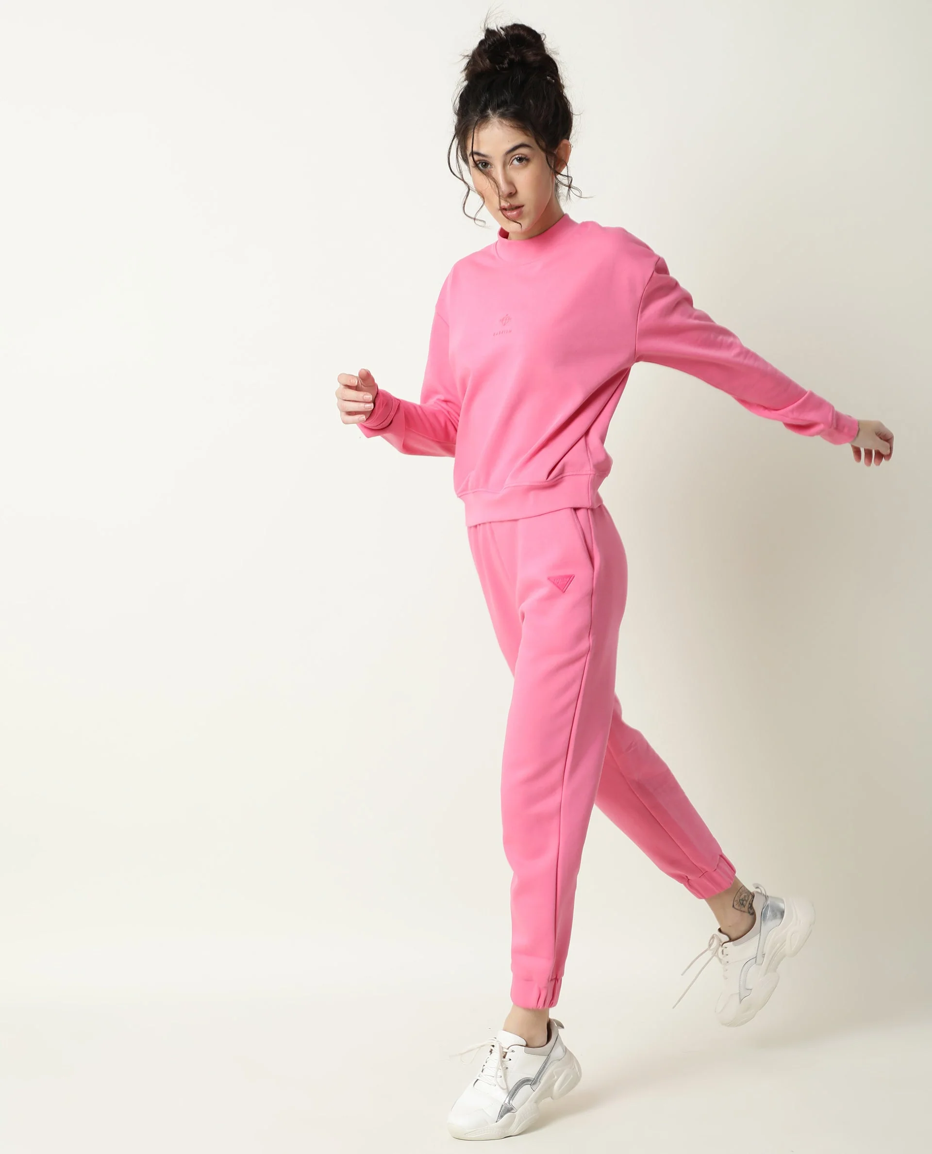 Rareism Women's Neo-1 Pink Polyester Blend Plain Ankle Length Tailored Track Pant - Image 12