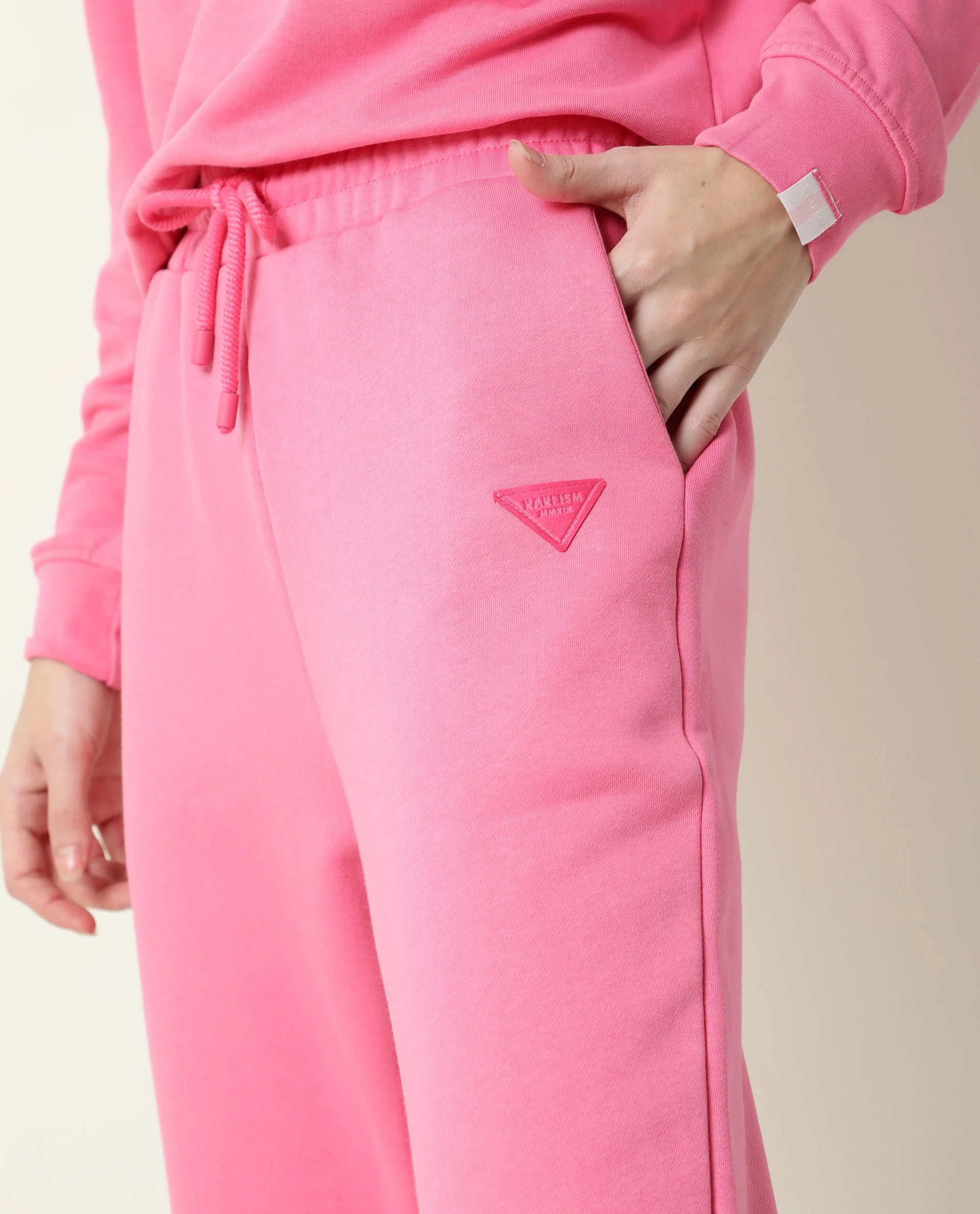 Rareism Women's Neo-1 Pink Polyester Blend Plain Ankle Length Tailored Track Pant - Image 4
