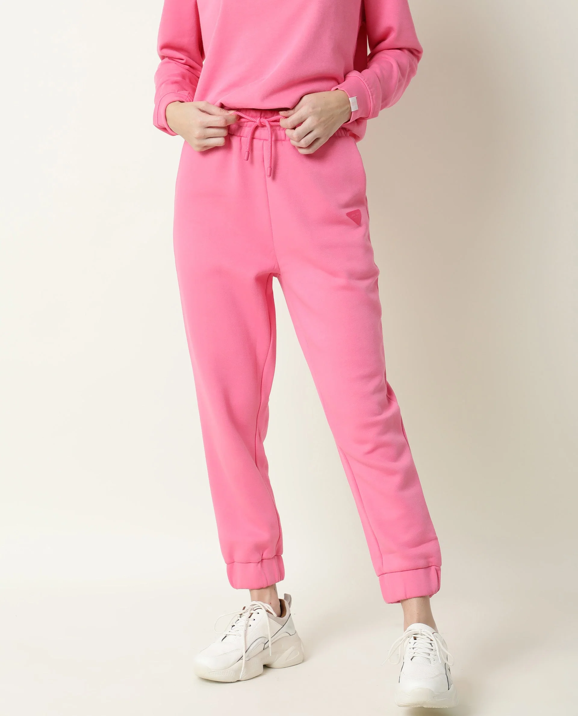 Rareism Women's Neo-1 Pink Polyester Blend Plain Ankle Length Tailored Track Pant - Image 5