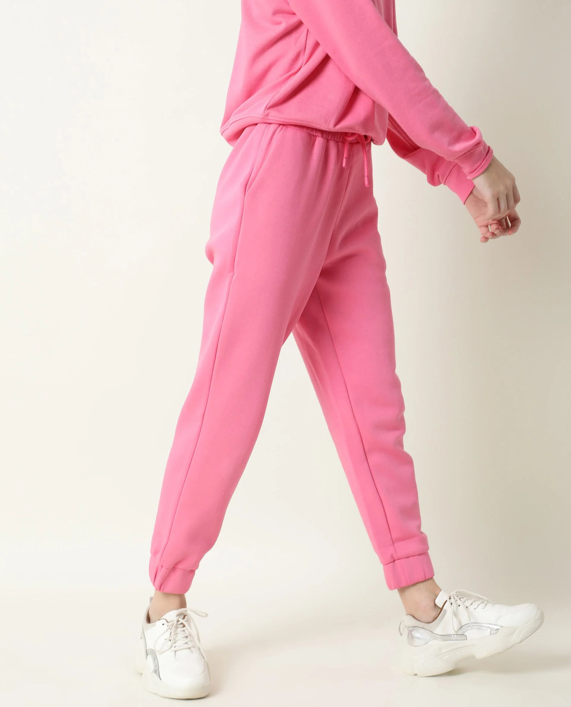 Rareism Women's Neo-1 Pink Polyester Blend Plain Ankle Length Tailored Track Pant - Image 7
