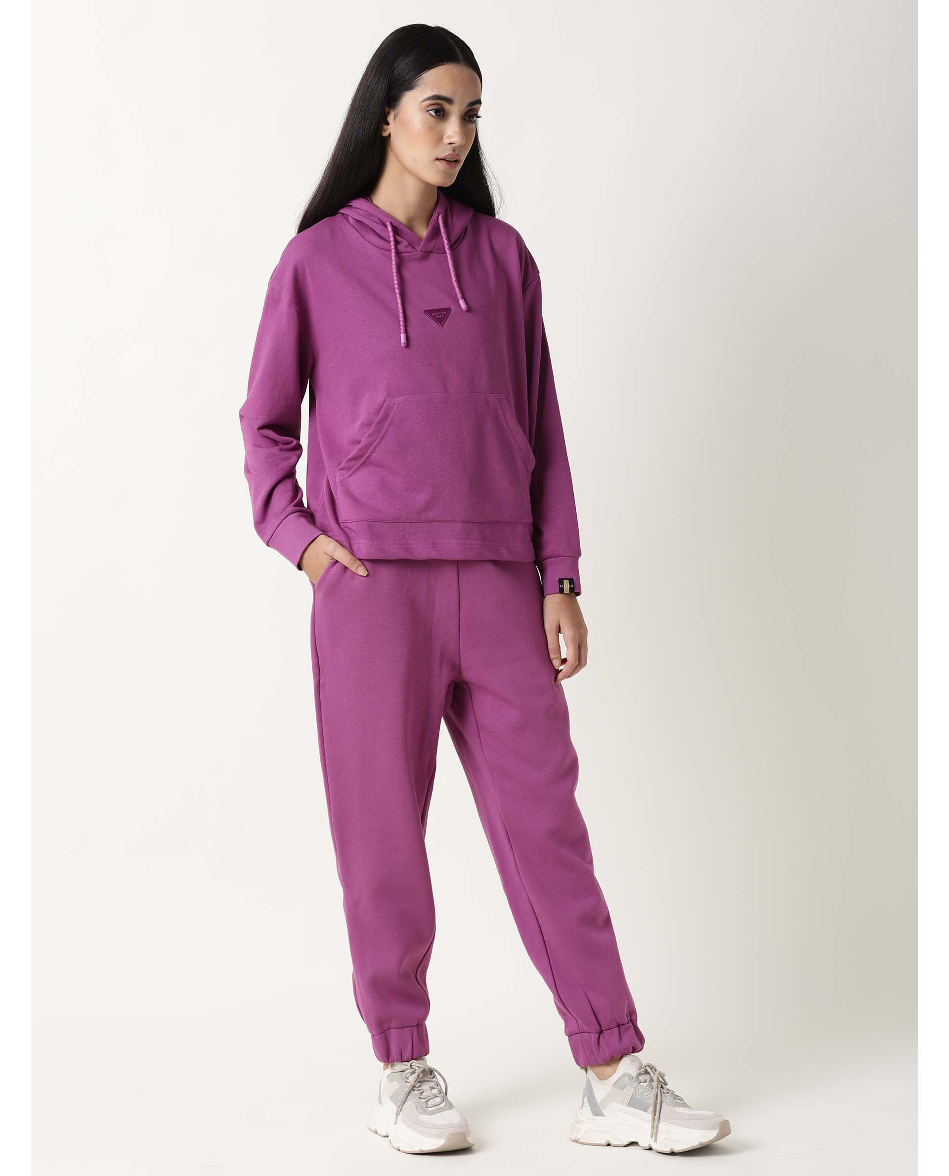 Rareism Women's Neo-1 Purple Polyester Blend Plain Ankle Length Tailored Track Pant - Image 7