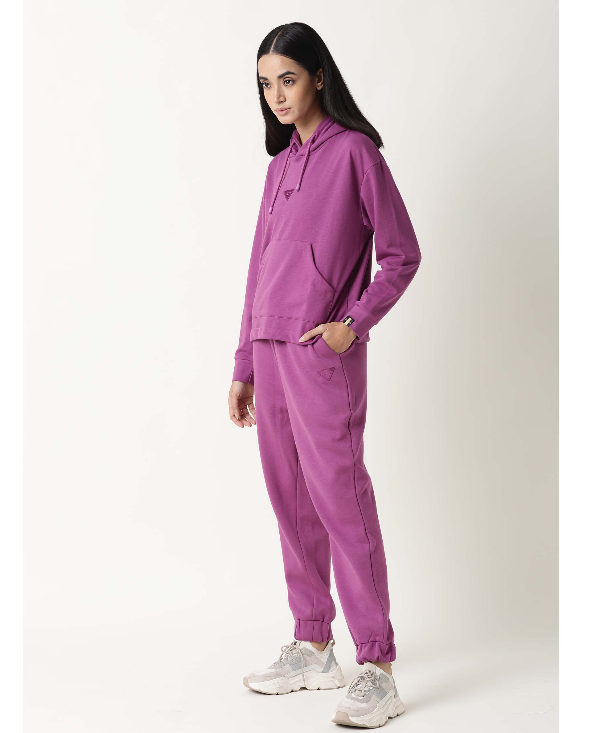 Rareism Women's Neo-1 Purple Polyester Blend Plain Ankle Length Tailored Track Pant - Image 8