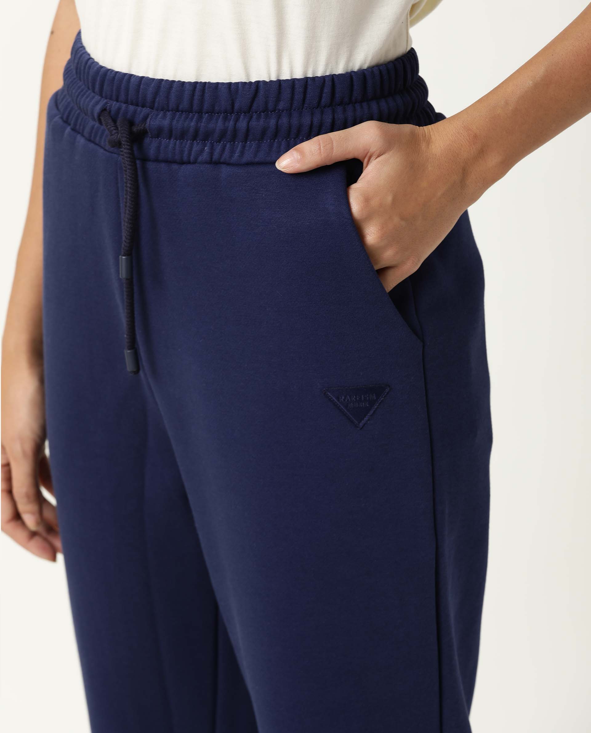 Rareism Women's Neo Blue Polyester Blend Plain Ankle Length Tailored Track Pant - Image 10