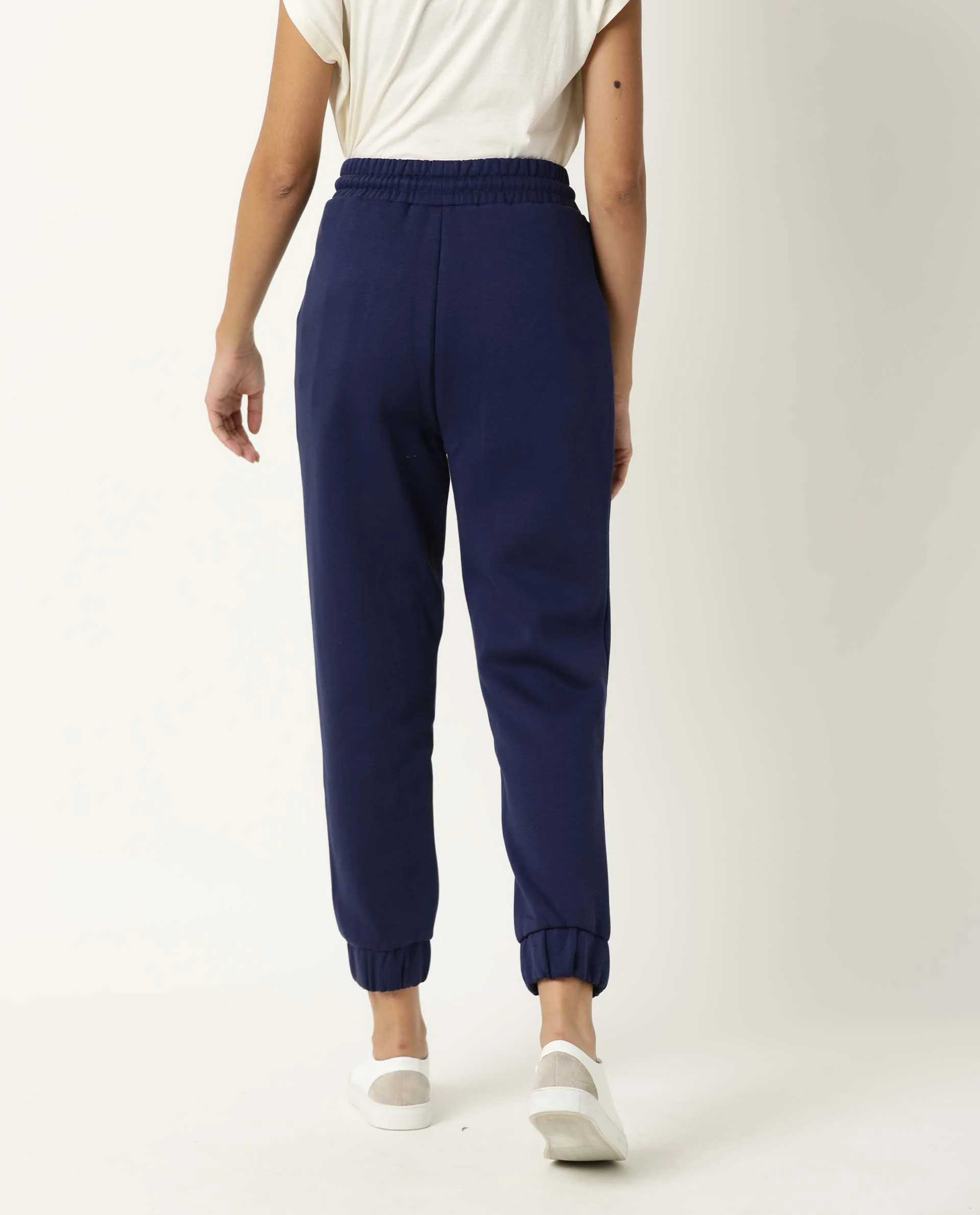 Rareism Women's Neo Blue Polyester Blend Plain Ankle Length Tailored Track Pant - Image 2