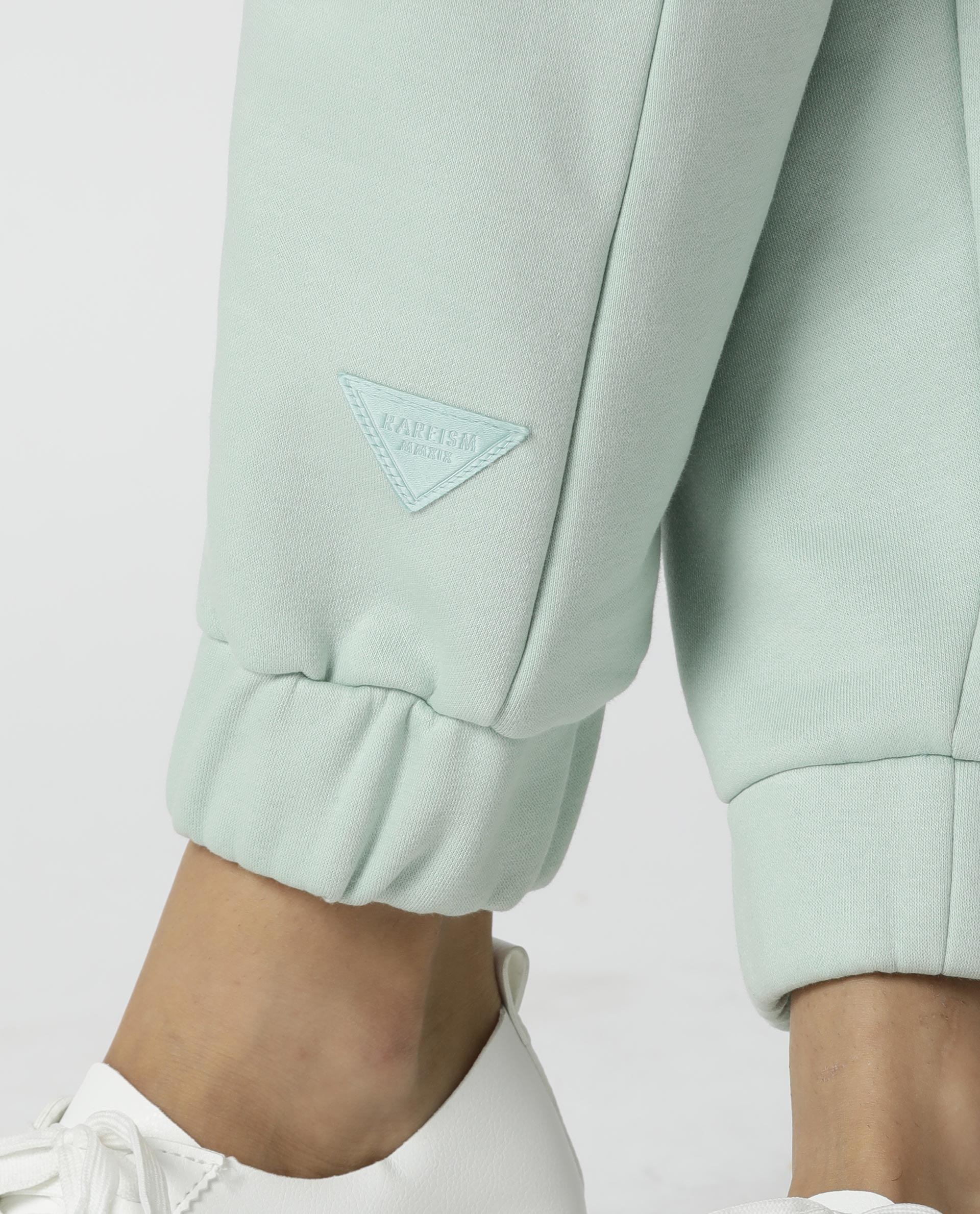 Rareism Women's Neo Green Polyester Blend Plain Ankle Length Tailored Track Pant - Image 3