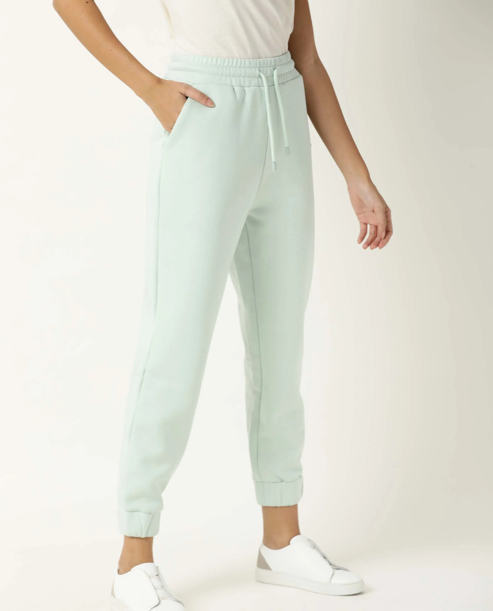 Rareism Women's Neo Green Polyester Blend Plain Ankle Length Tailored Track Pant - Image 5