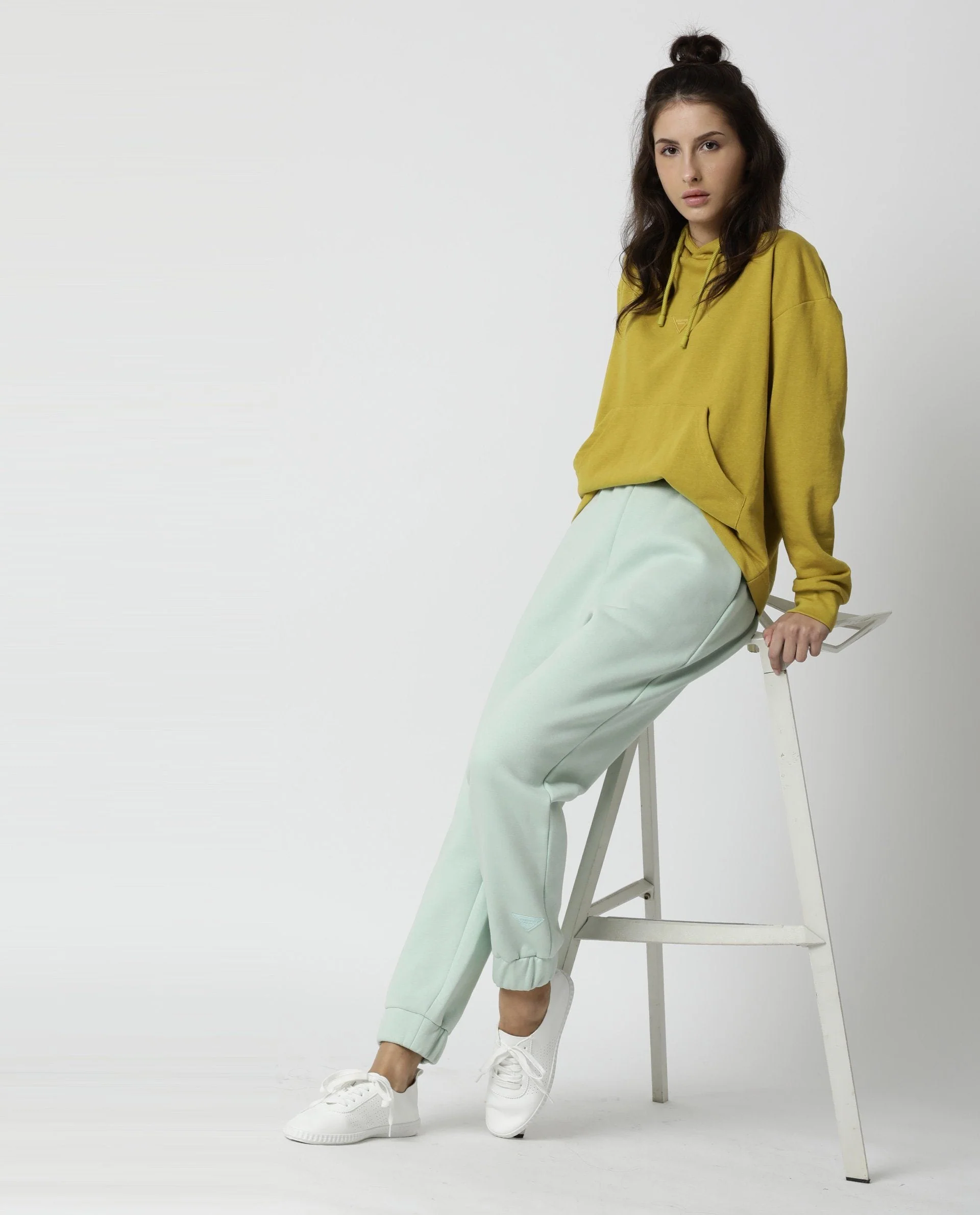 Rareism Women's Neo Green Polyester Blend Plain Ankle Length Tailored Track Pant - Image 6