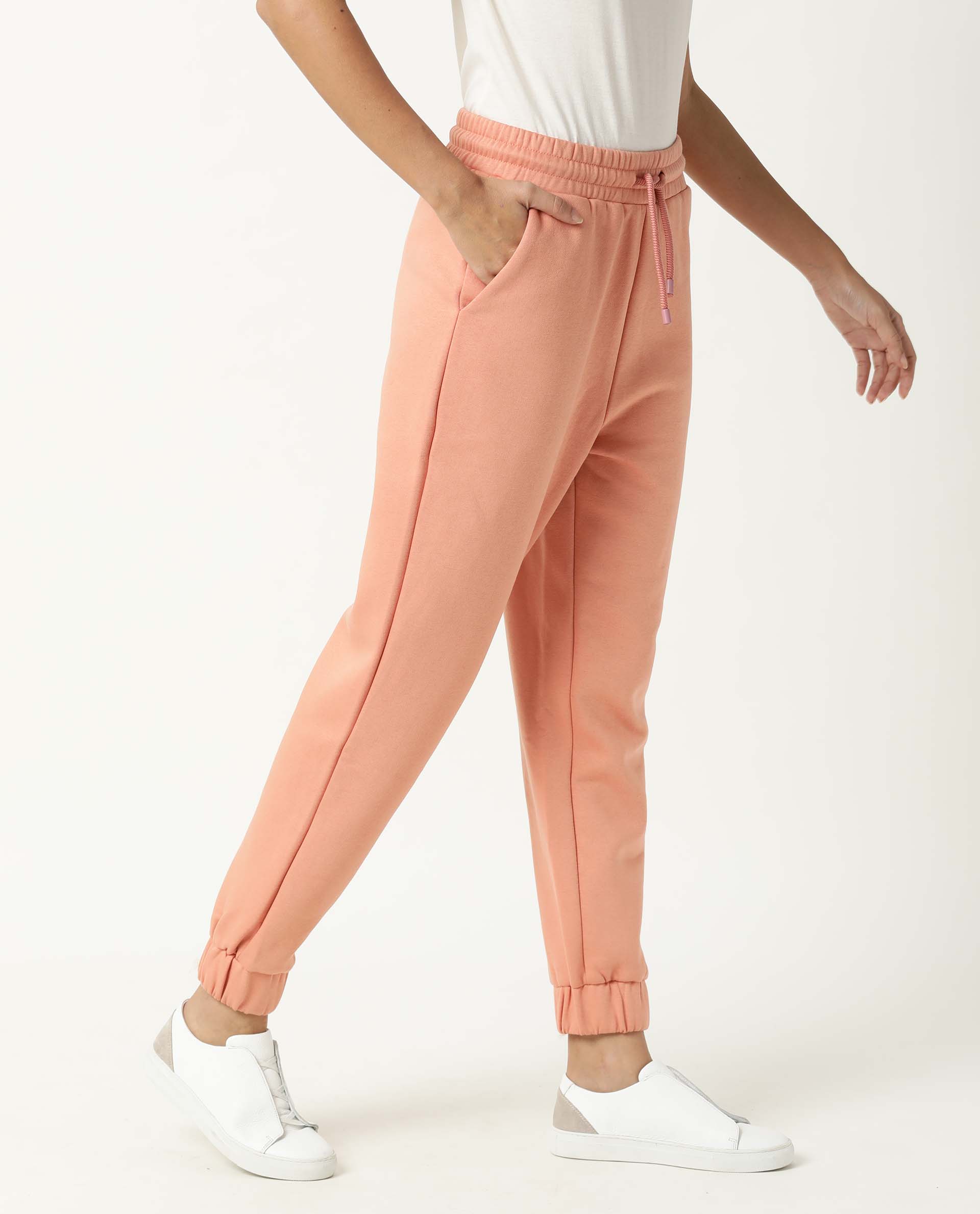 Rareism Women's Neo Orange Polyester Blend Plain Ankle Length Tailored Track Pant - Image 2