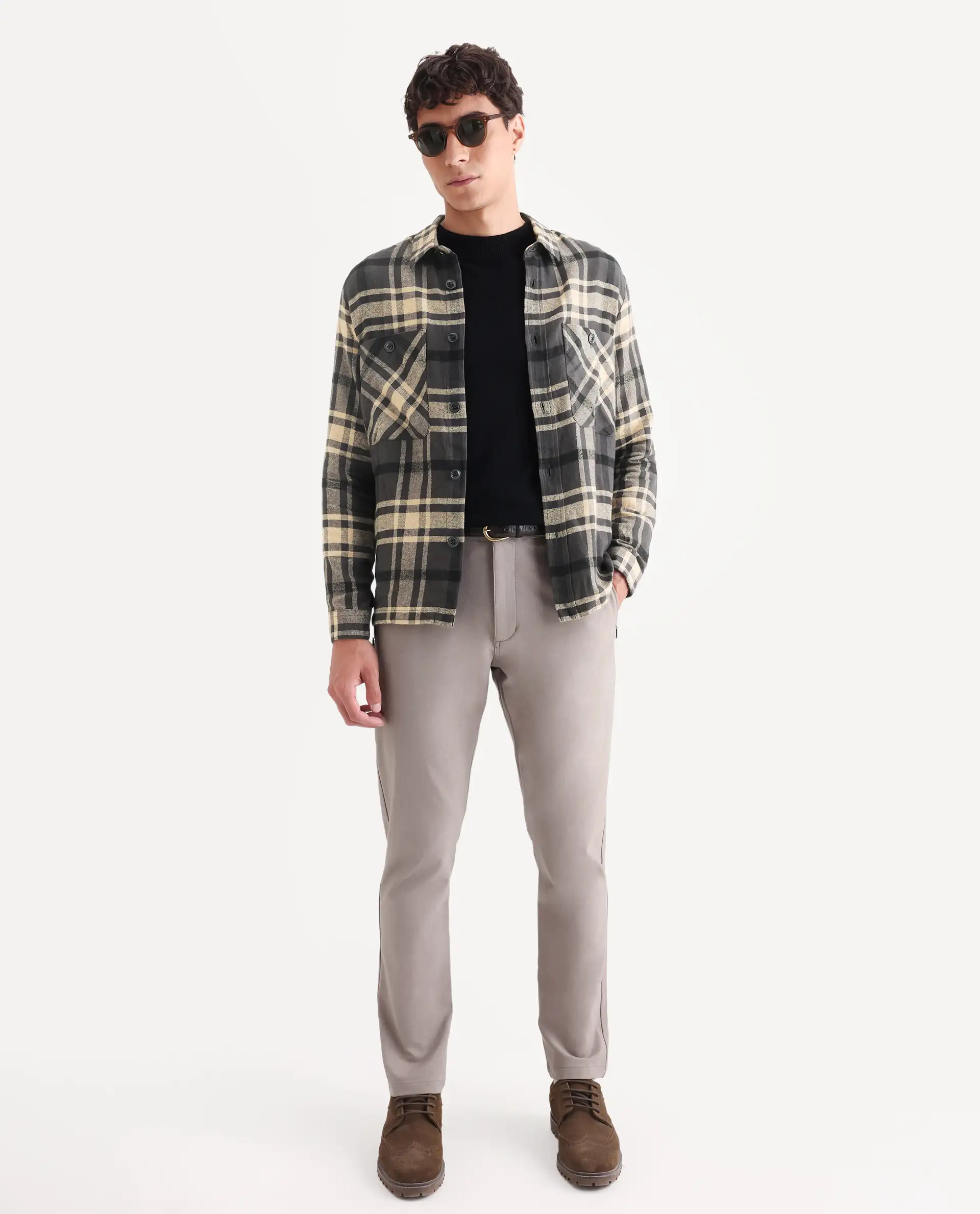 Rare Rabbit Men's Nero Dark Grey Cotton Checked Print Relaxed Fit Full Sleeve Collared Shacket - Image 2