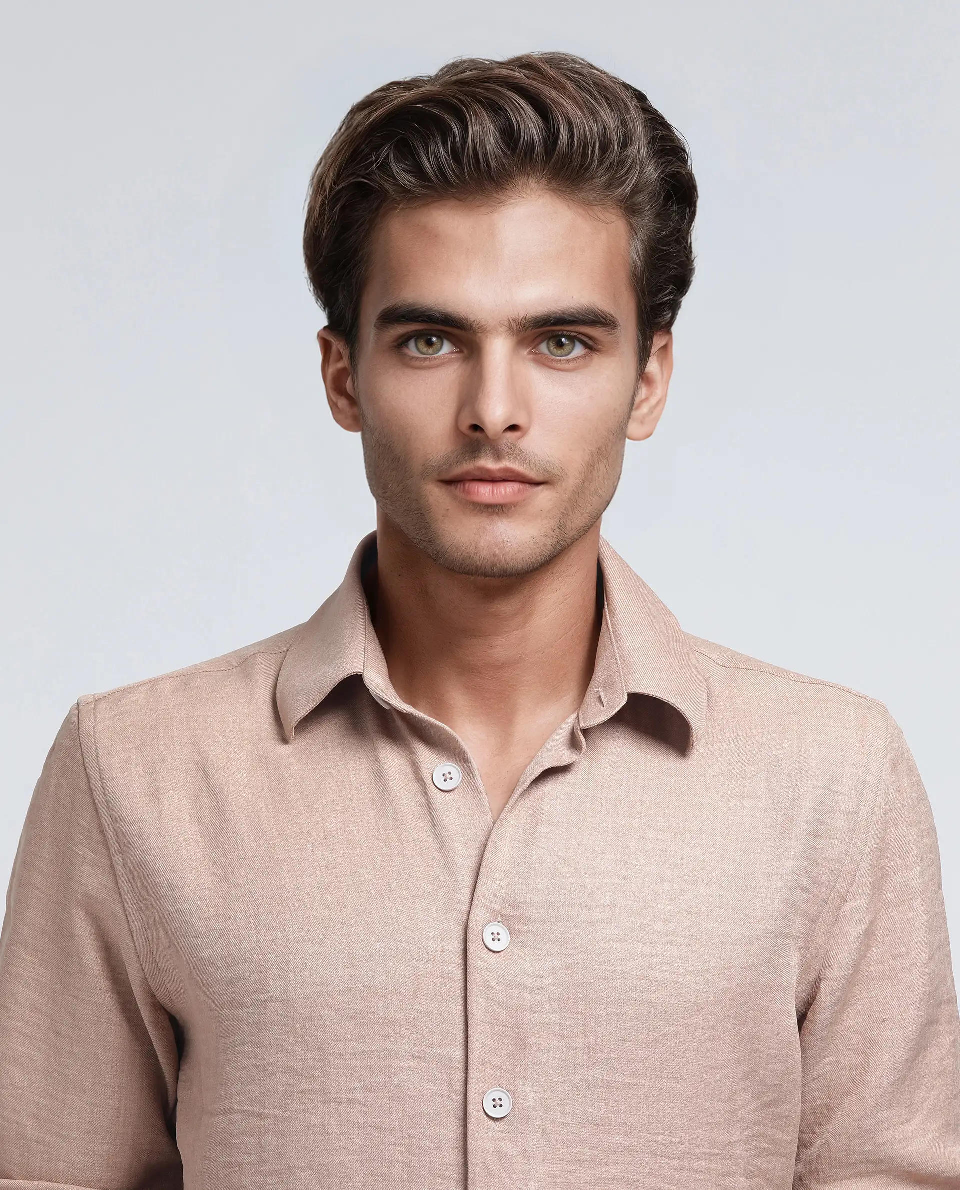 Rare Rabbit Men's Nert Dark Beige Cotton Plain Relaxed Fit Full Sleeve Collared Shirt - Image 8