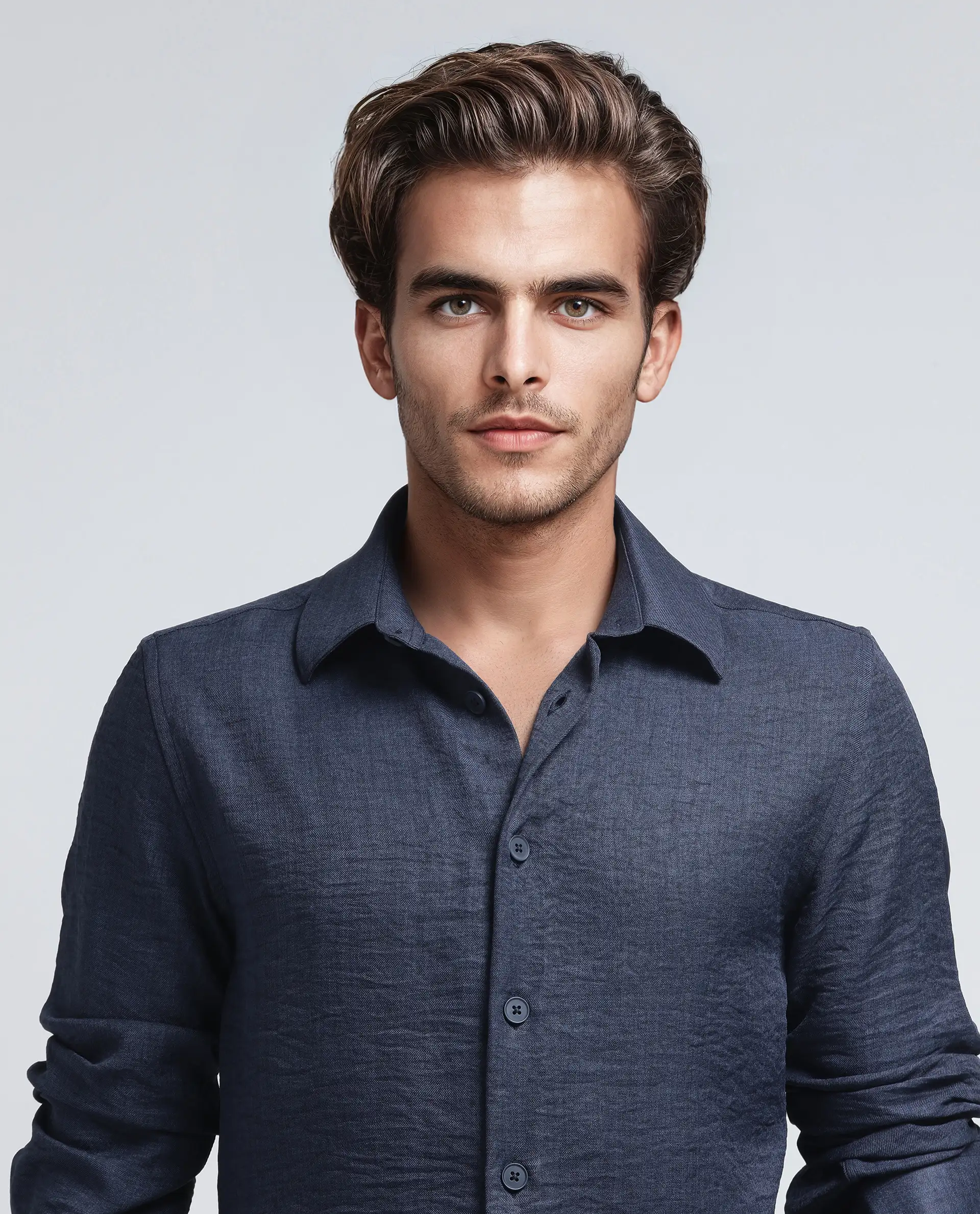 Rare Rabbit Men's Nert Navy Cotton Plain Relaxed Fit Full Sleeve Collared Shirt - Image 8