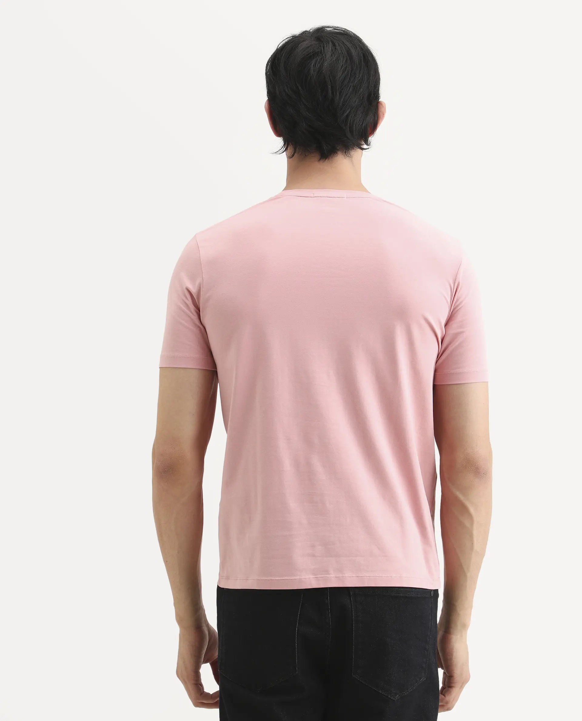 Rare Rabbit Men's Nes Pink Cotton Blend Fabric Half Sleeve Crew Neck Regular Fit Graphic Print T-Shirt - Image 8