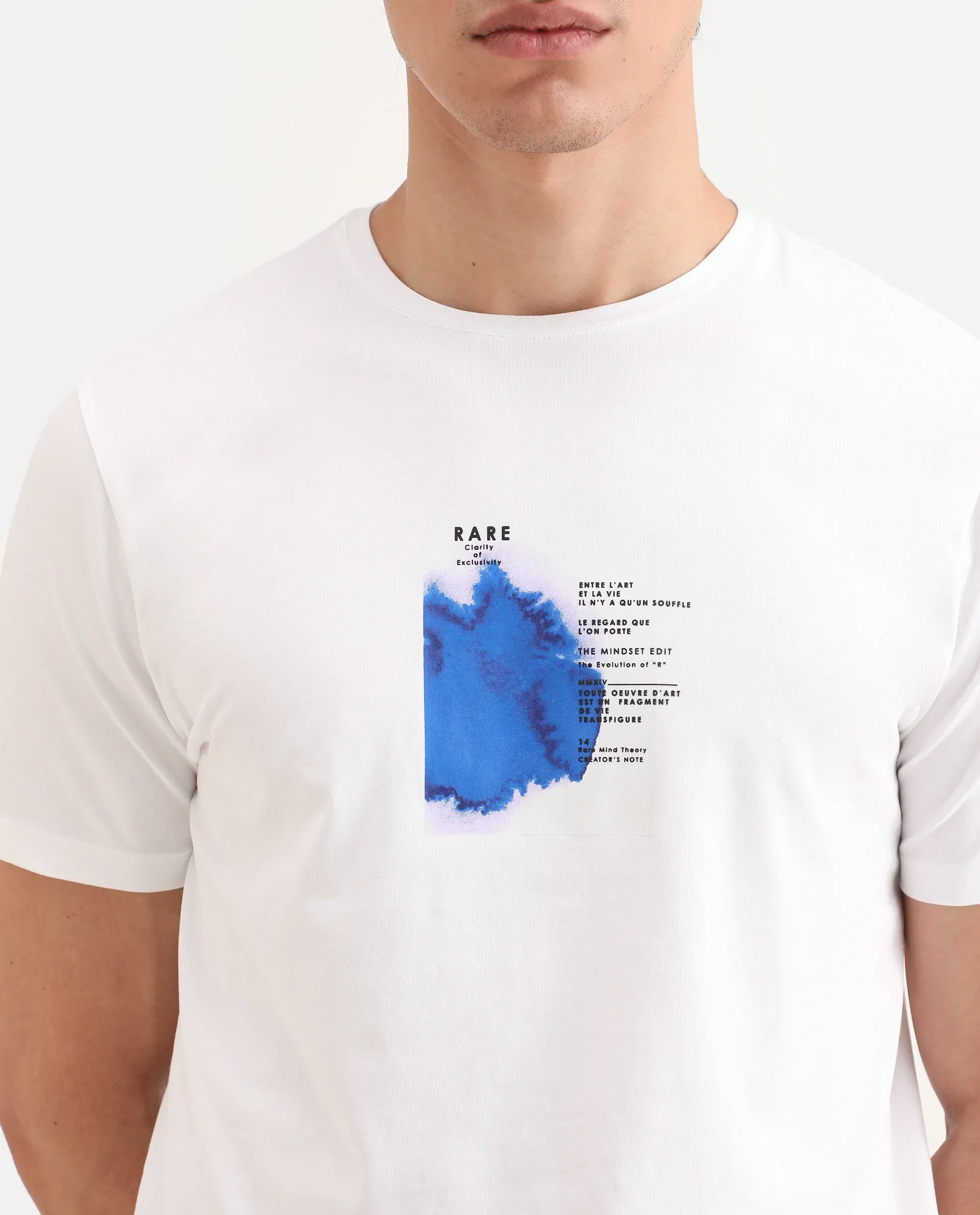 Rare Rabbit Men's Nes White Cotton Blend Fabric Half Sleeve Crew Neck Regular Fit Graphic Print T-Shirt - Image 4