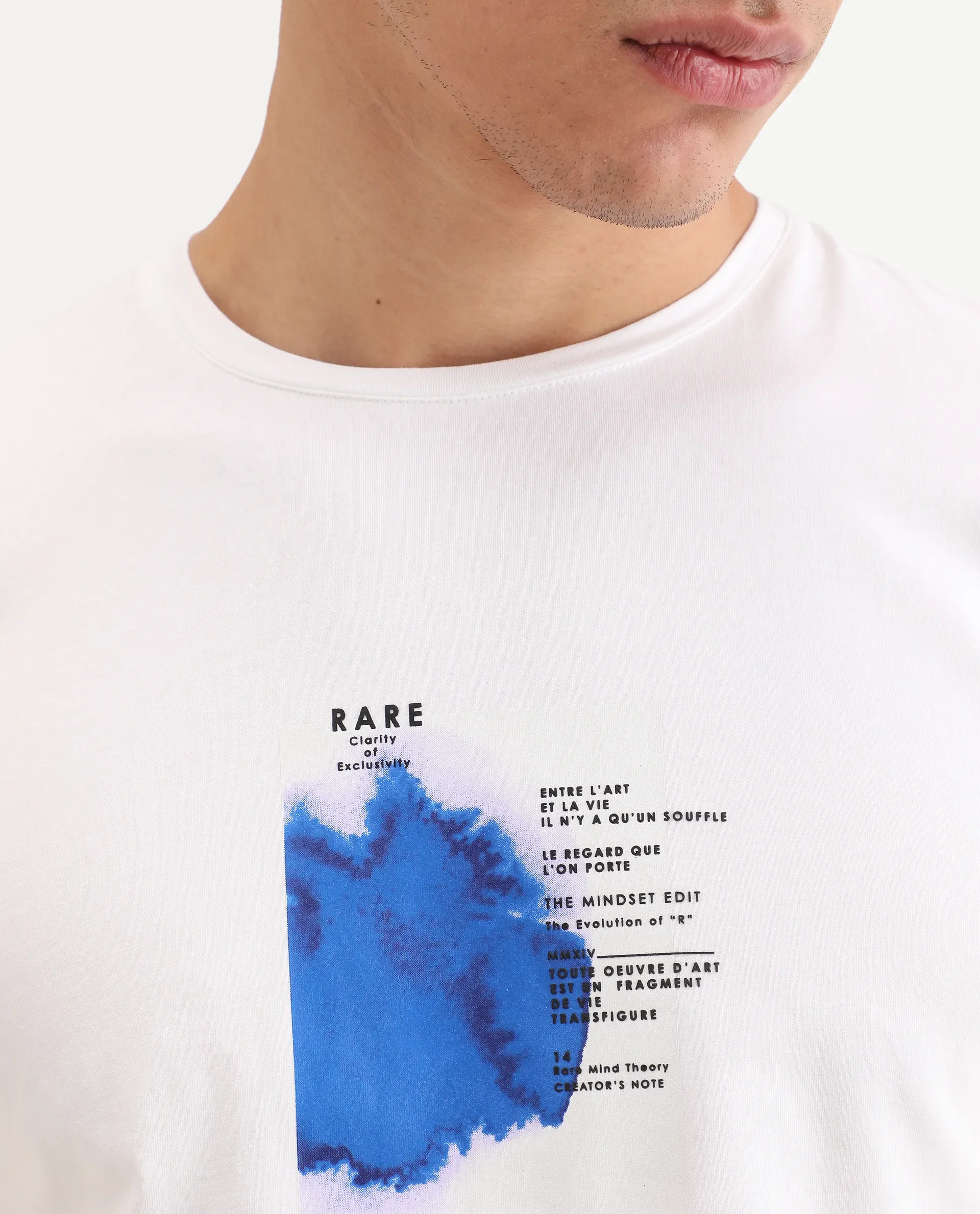 Rare Rabbit Men's Nes White Cotton Blend Fabric Half Sleeve Crew Neck Regular Fit Graphic Print T-Shirt - Image 5