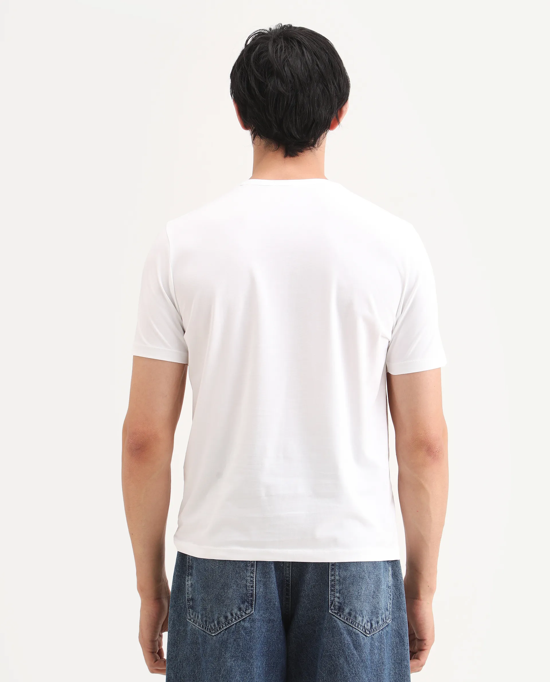 Rare Rabbit Men's Nes White Cotton Blend Fabric Half Sleeve Crew Neck Regular Fit Graphic Print T-Shirt - Image 8