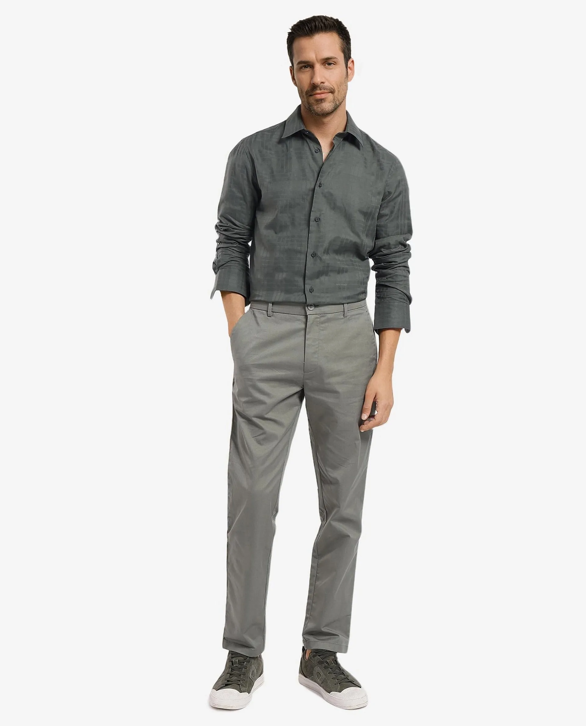 Rare Rabbit Men's Neske Dark Green Cotton Checked Print Regular Fit Full Sleeve Collared Shirt - Image 2