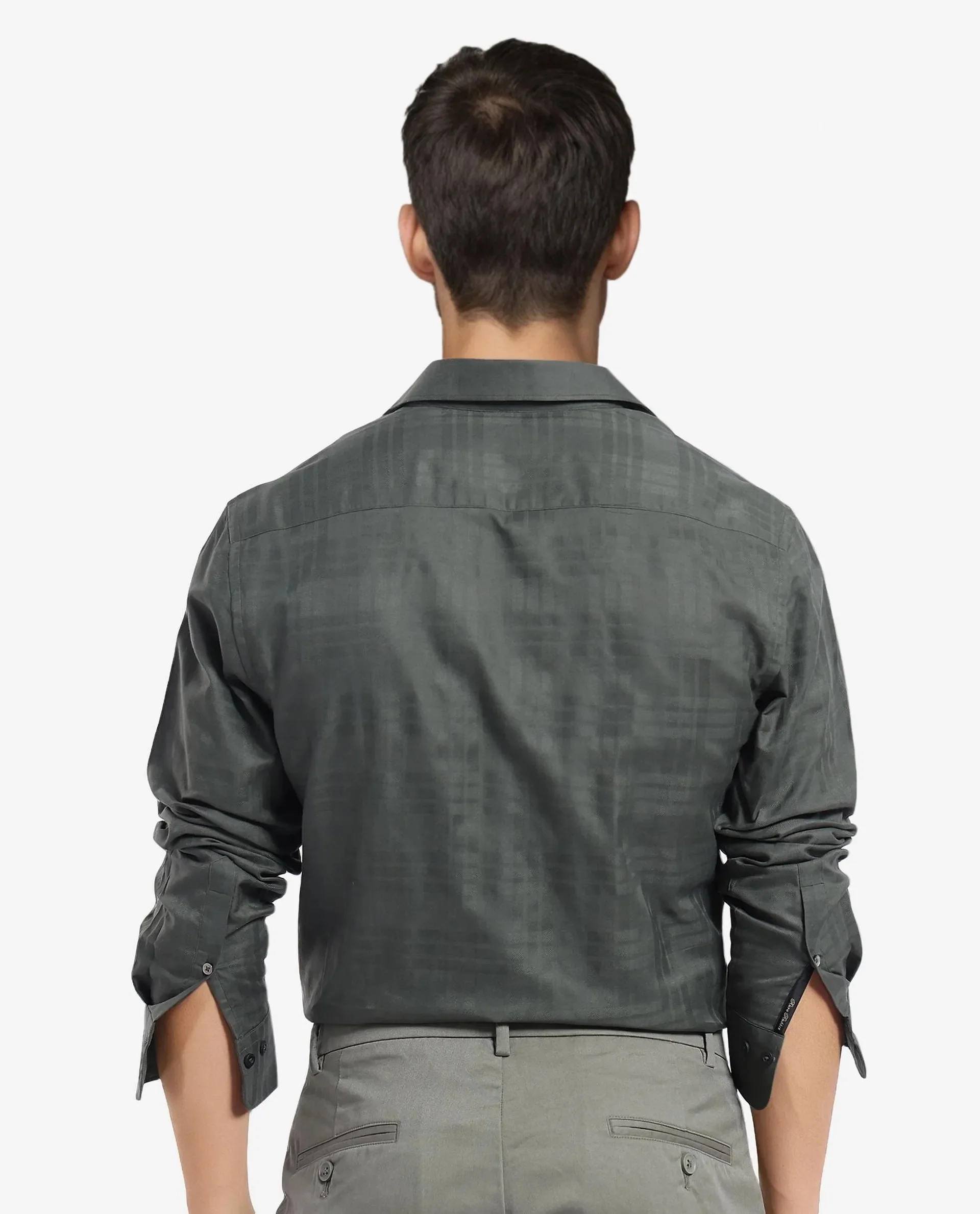 Rare Rabbit Men's Neske Dark Green Cotton Checked Print Regular Fit Full Sleeve Collared Shirt - Image 4