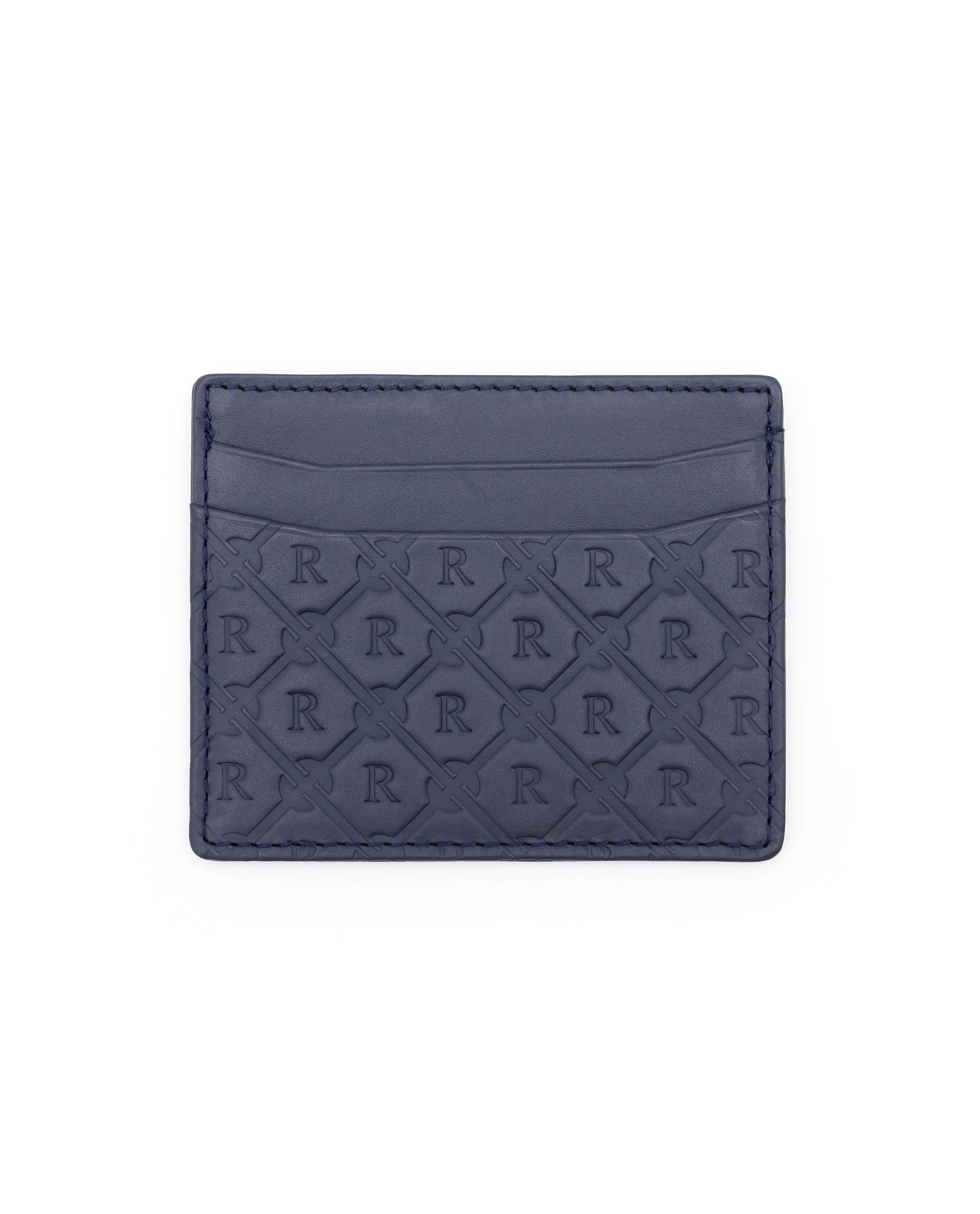 Rare Rabbit Men's Ness Blue Slim Rfid Monogram Embossed Credit Card Holder - Image 5