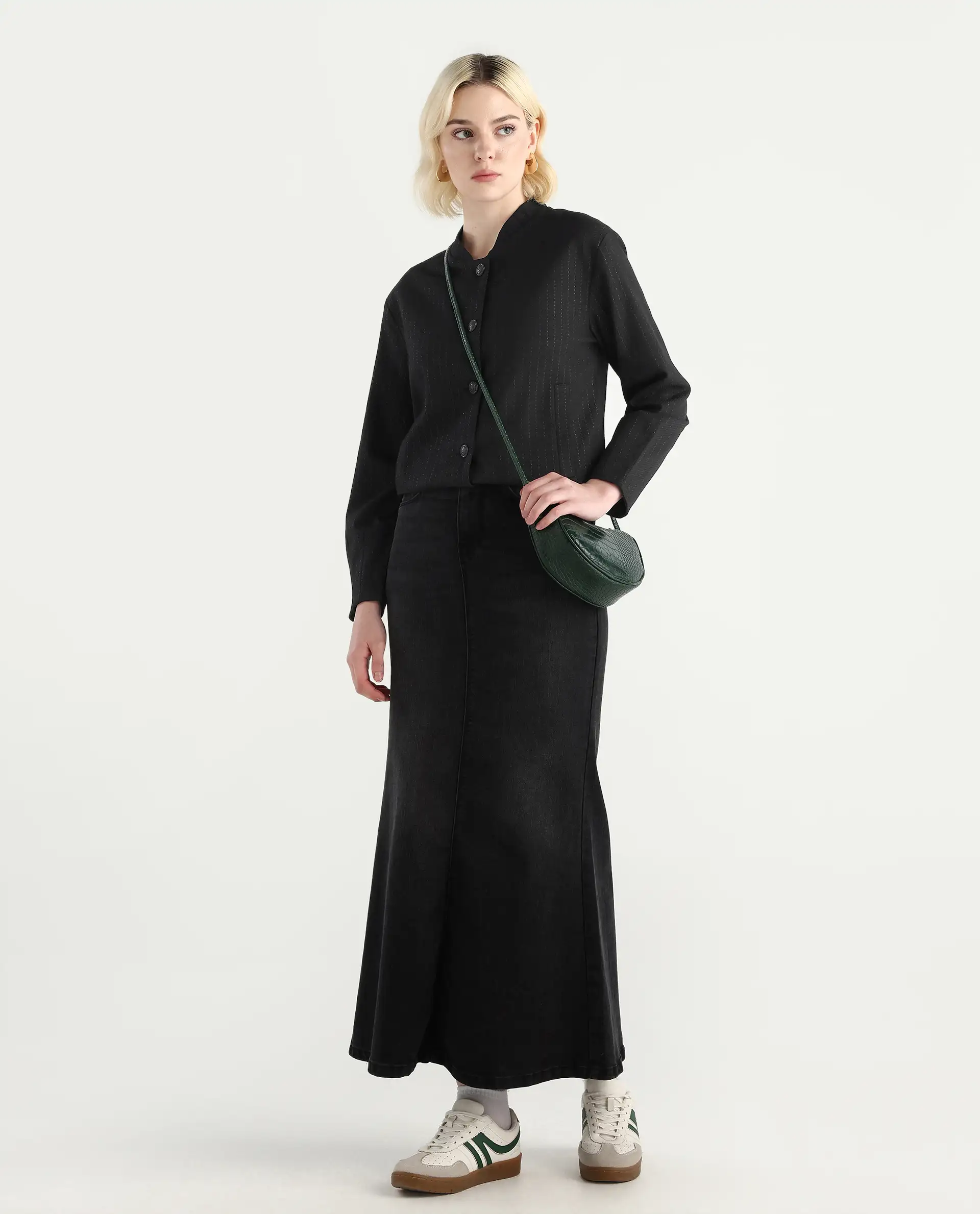 Rareism Women's Nestri Black Polyester Mandrin Collar Regular Fit Plain Jacket - Image 2