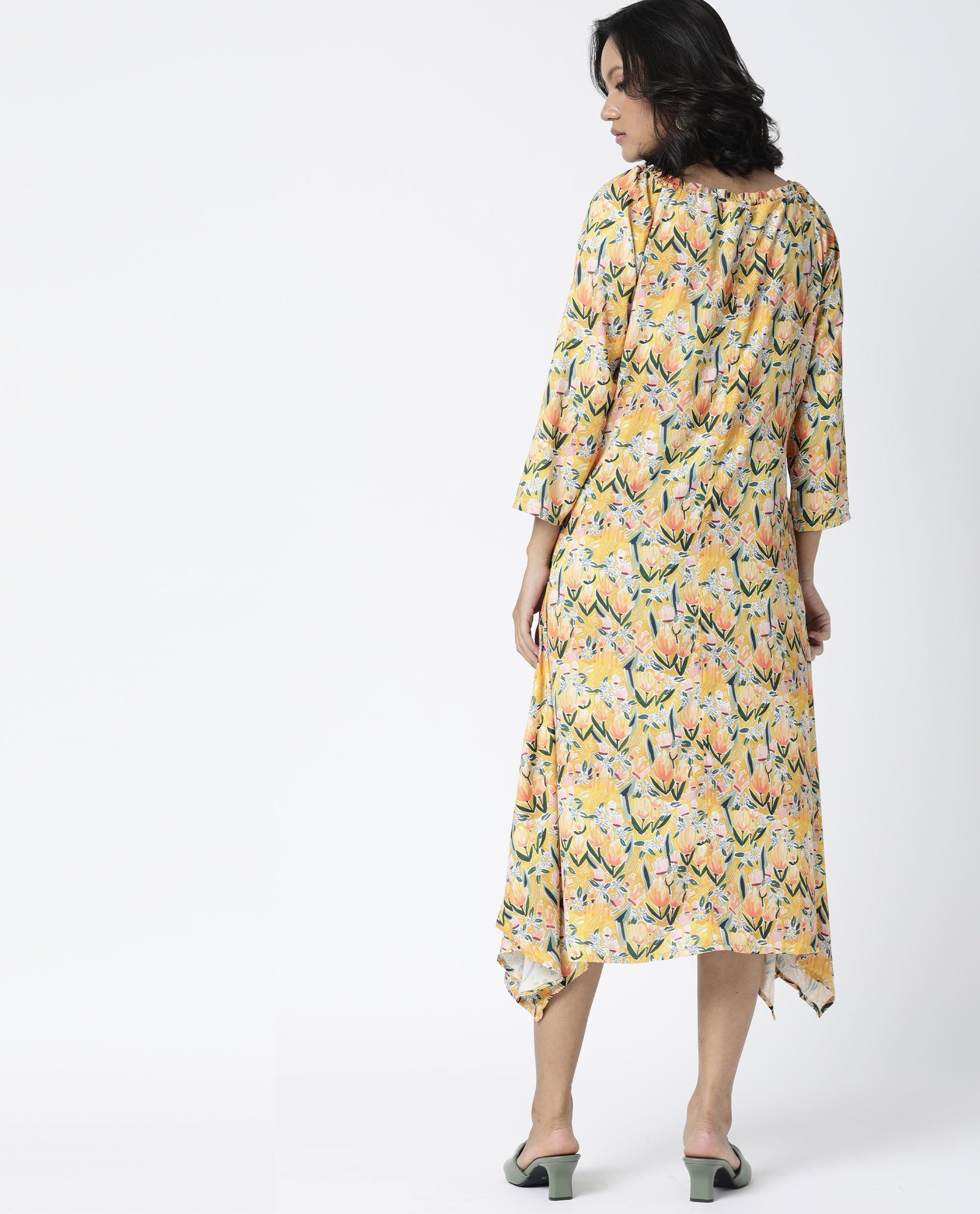 Rareism Women Nesty Yellow Dress Short Sleeves Printed - Image 5