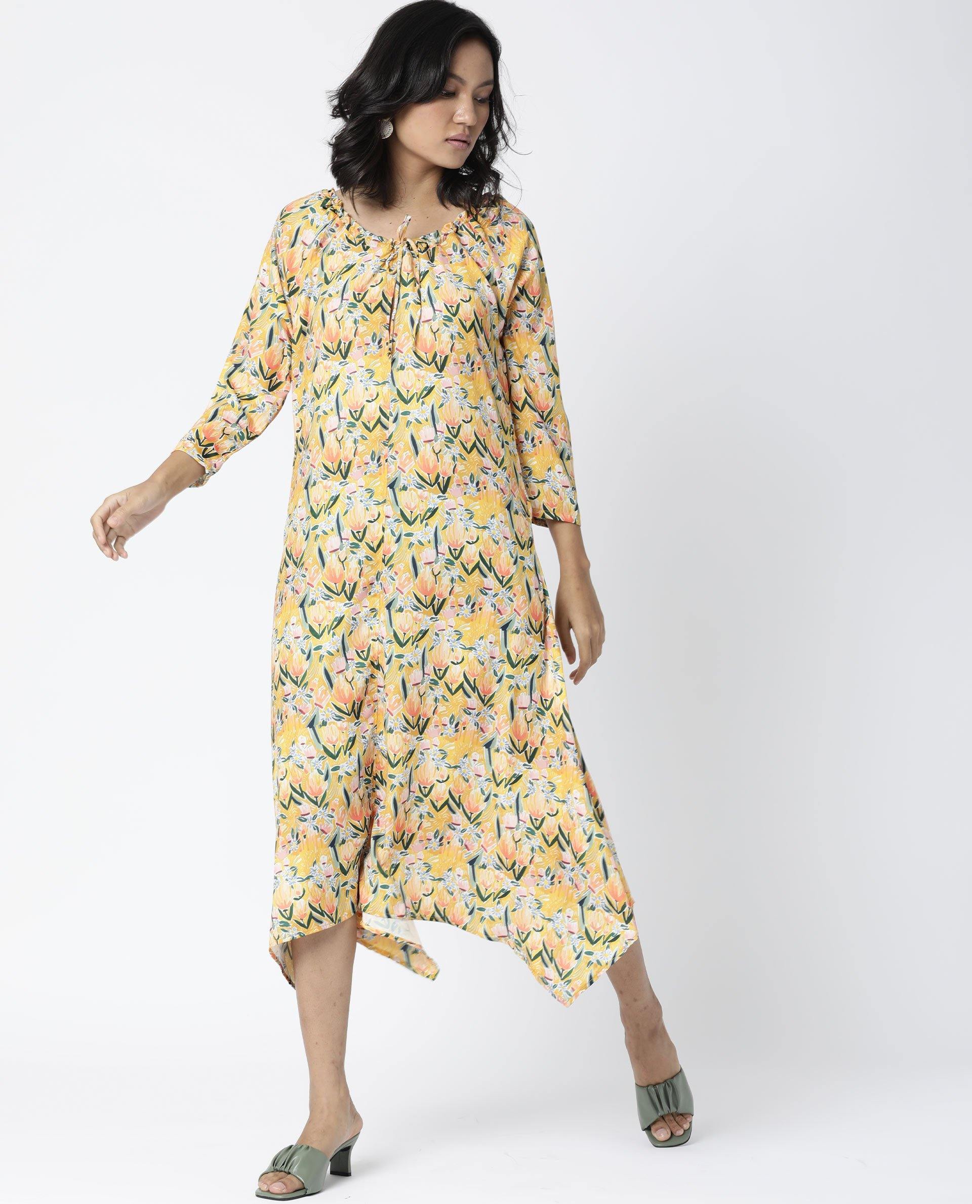Rareism Women Nesty Yellow Dress Short Sleeves Printed - Image 6