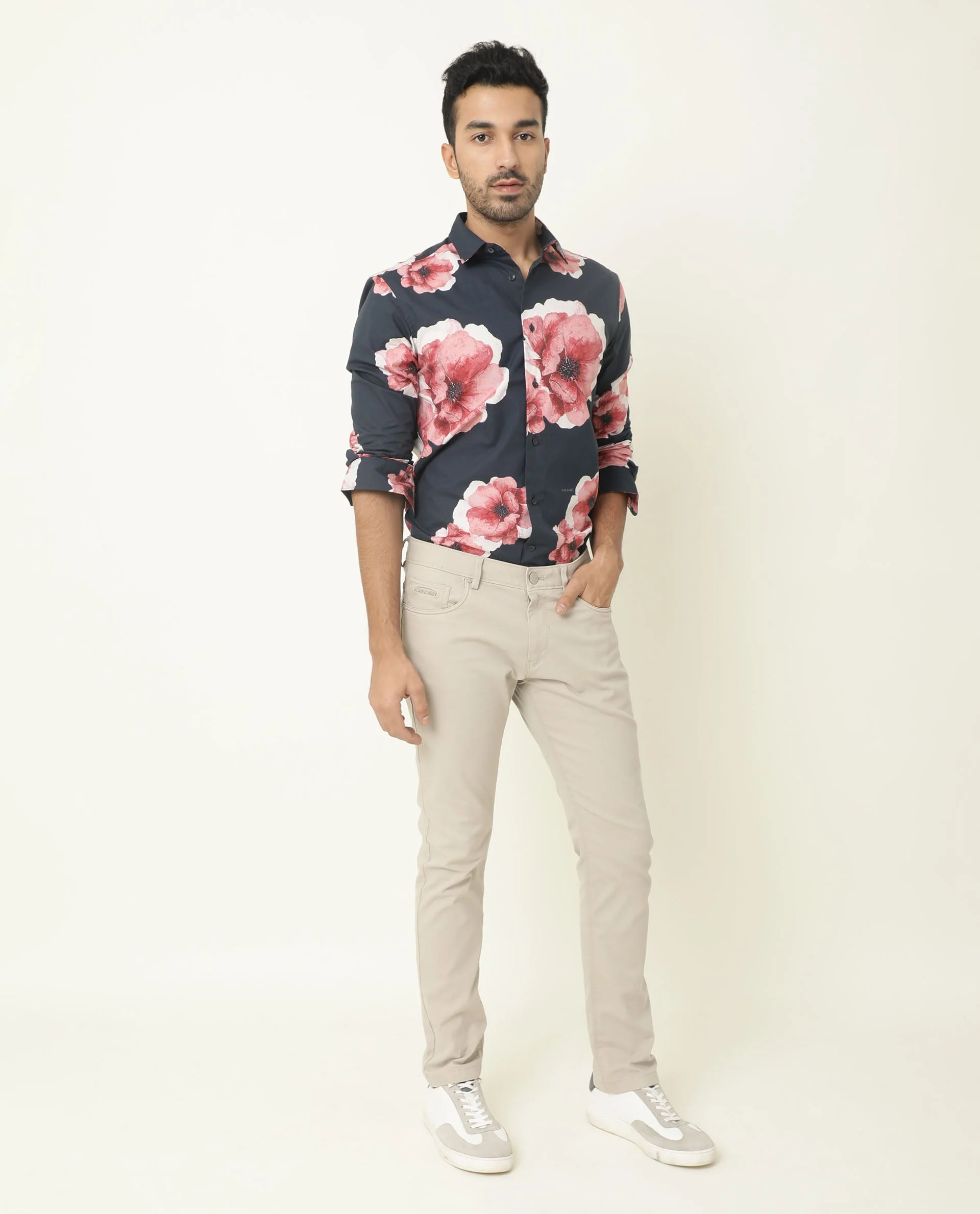 Rare Rabbit Men's Nethers Navy Cotton Floral Print Regular Fit Full Sleeve Collared Shirt - Image 11