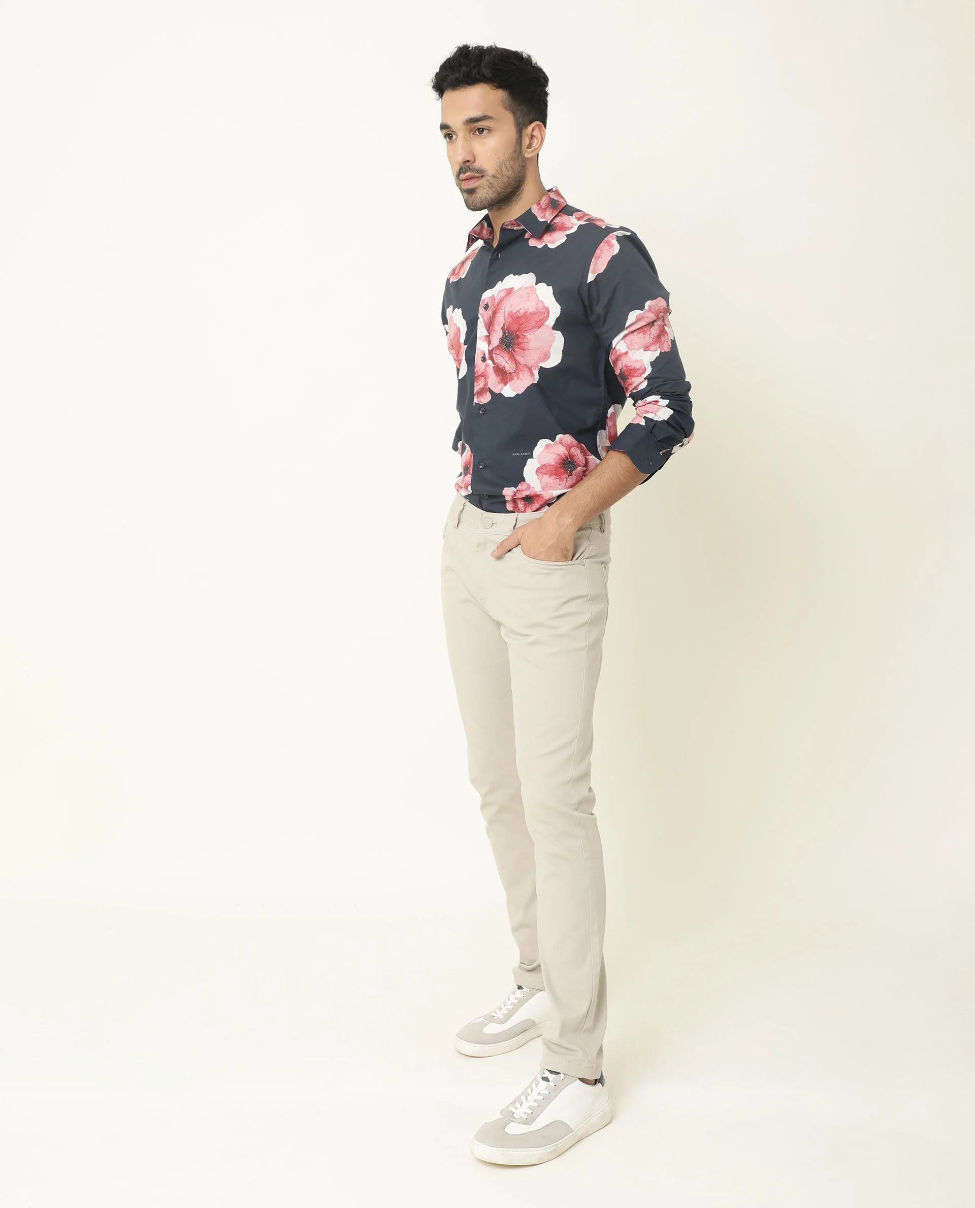 Rare Rabbit Men's Nethers Navy Cotton Floral Print Regular Fit Full Sleeve Collared Shirt - Image 12