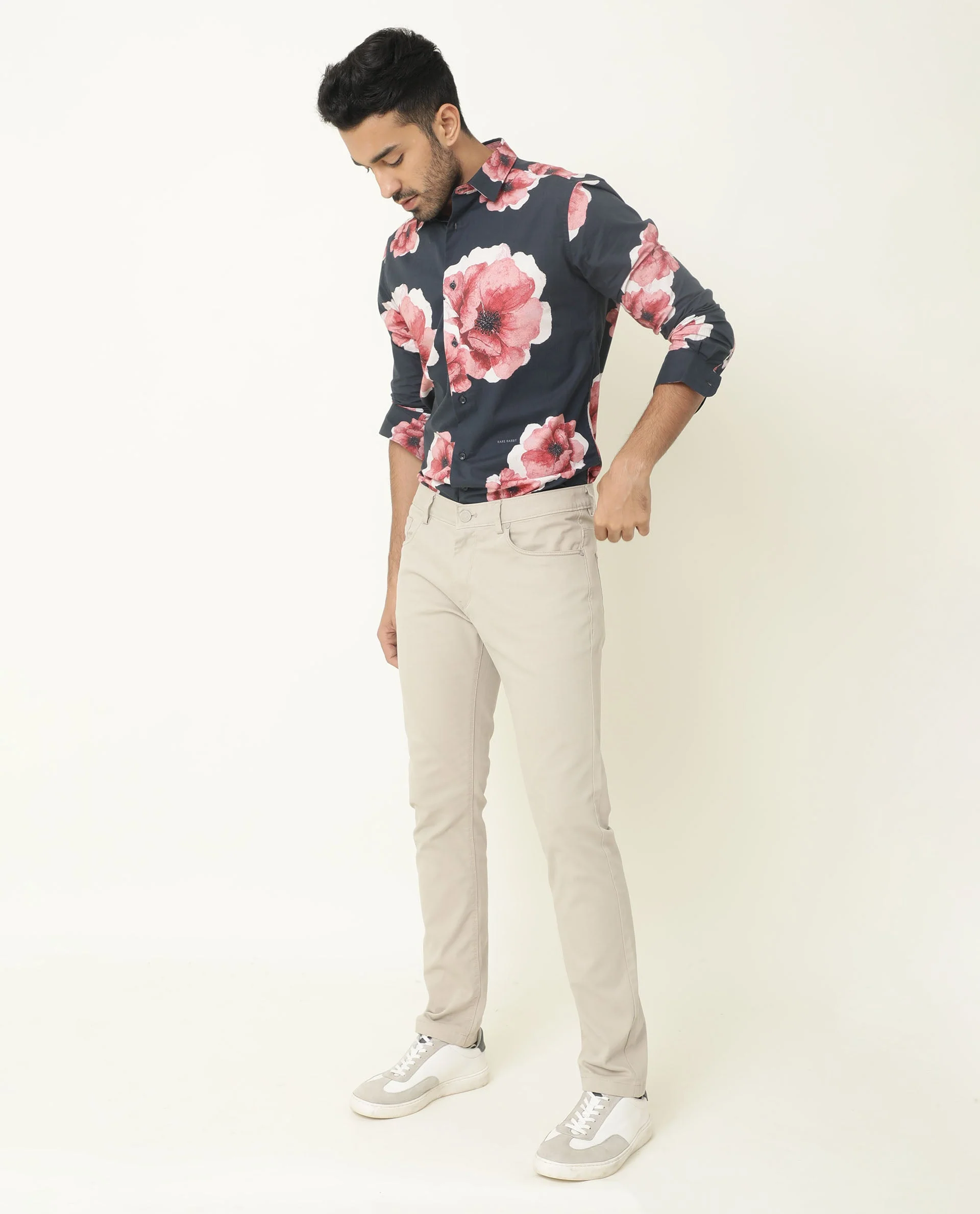 Rare Rabbit Men's Nethers Navy Cotton Floral Print Regular Fit Full Sleeve Collared Shirt - Image 13