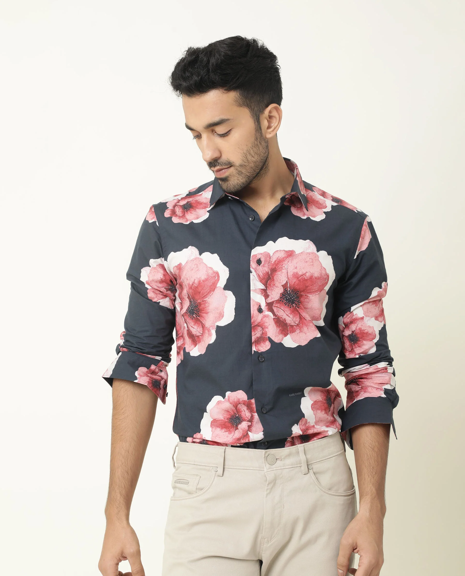 Rare Rabbit Men's Nethers Navy Cotton Floral Print Regular Fit Full Sleeve Collared Shirt - Image 14