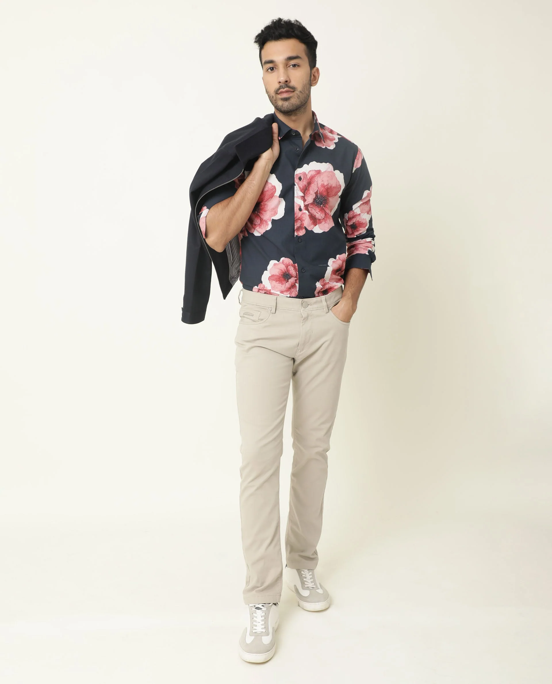 Rare Rabbit Men's Nethers Navy Cotton Floral Print Regular Fit Full Sleeve Collared Shirt - Image 15