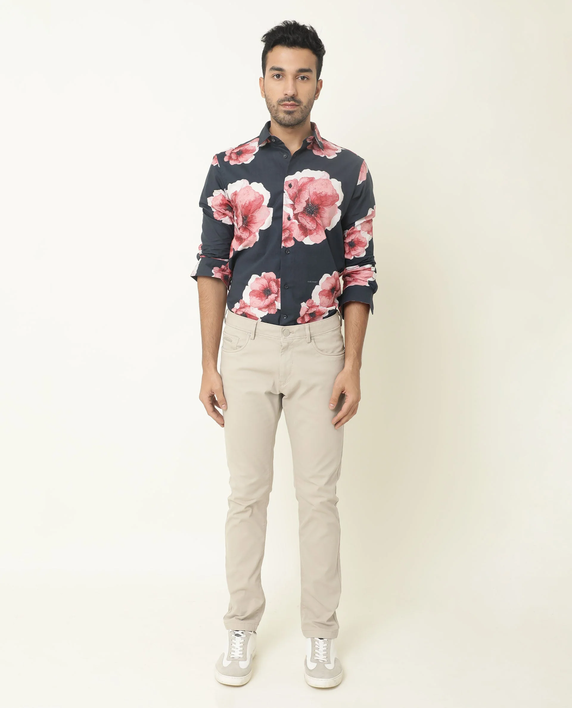 Rare Rabbit Men's Nethers Navy Cotton Floral Print Regular Fit Full Sleeve Collared Shirt - Image 2