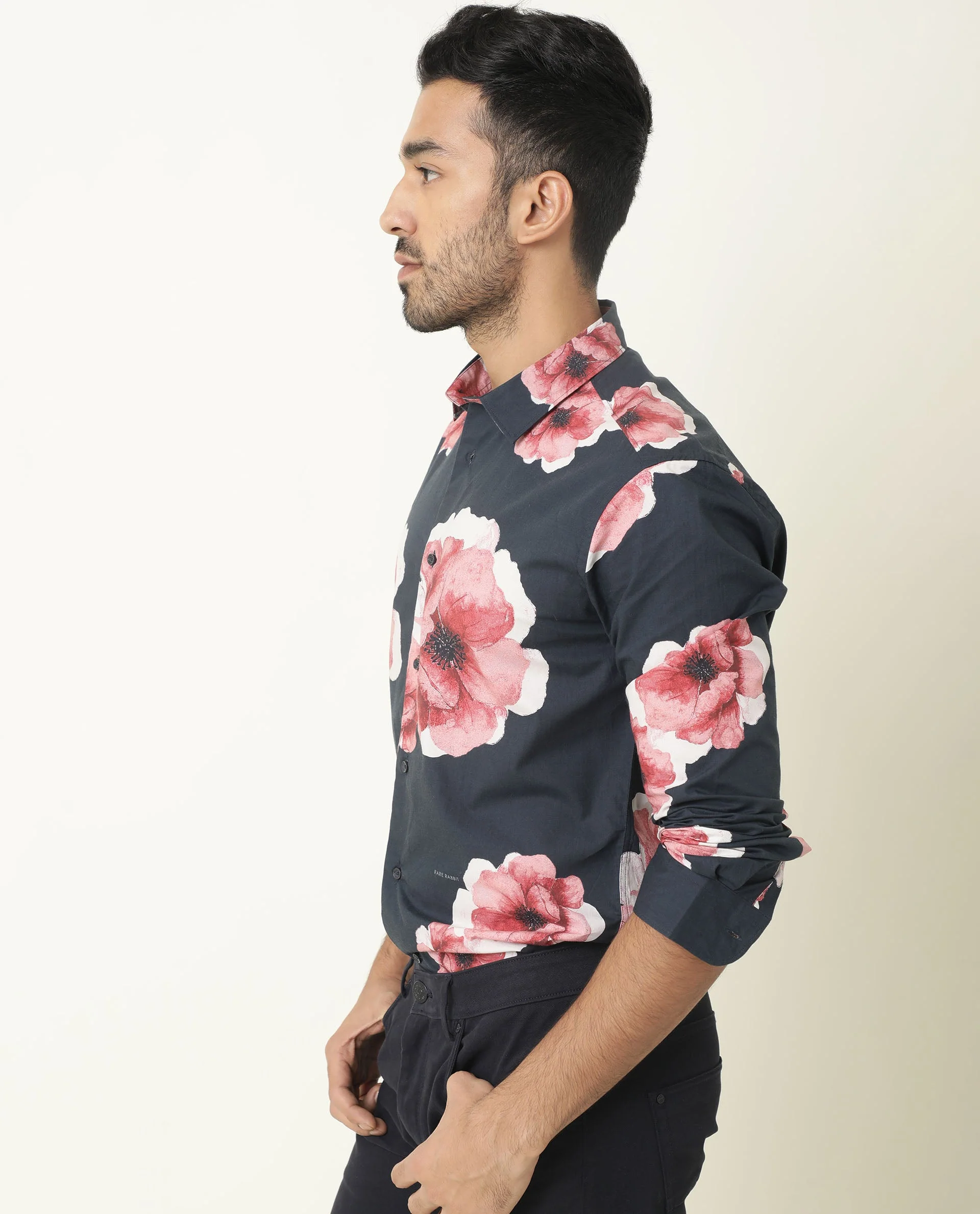 Rare Rabbit Men's Nethers Navy Cotton Floral Print Regular Fit Full Sleeve Collared Shirt - Image 7