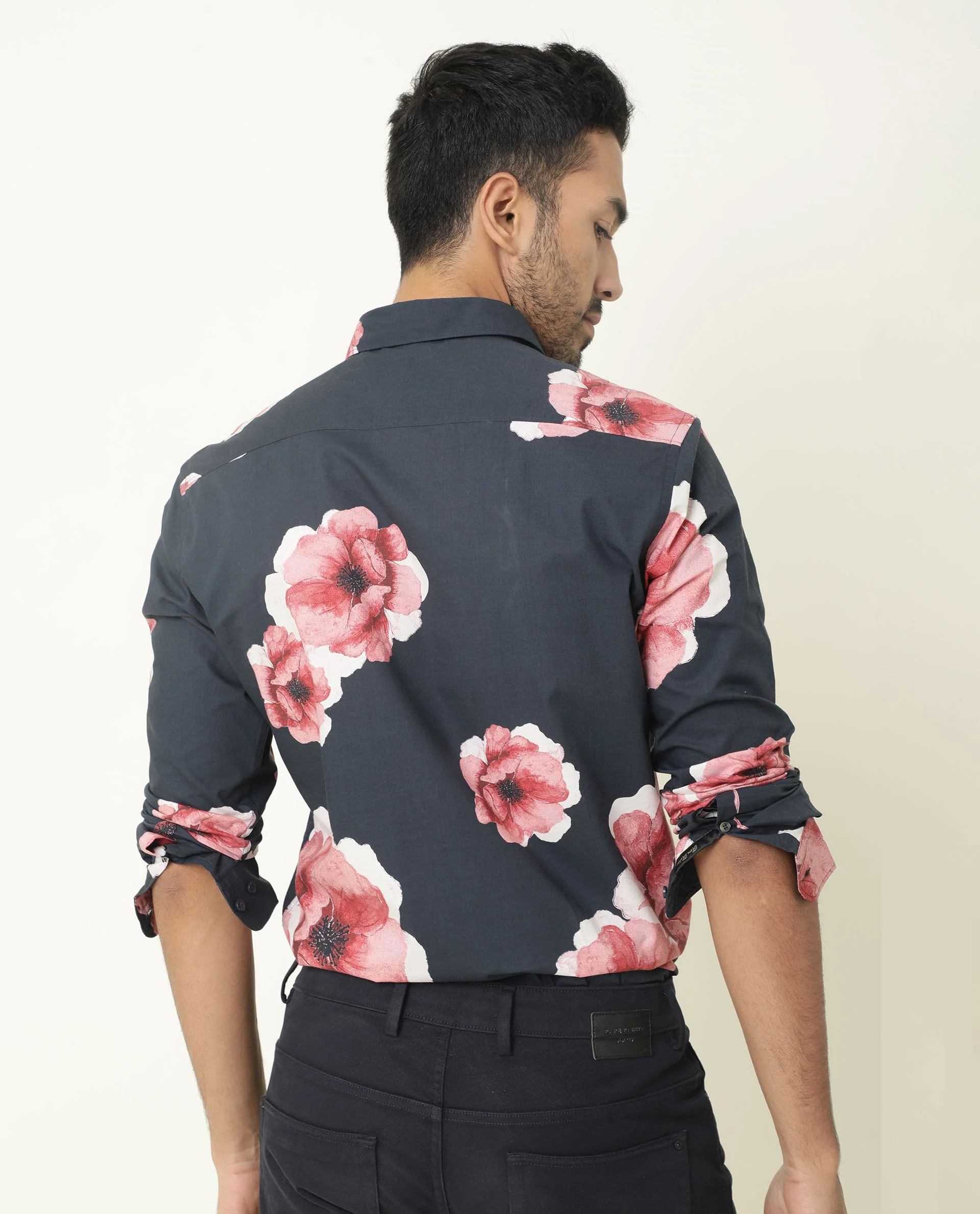 Rare Rabbit Men's Nethers Navy Cotton Floral Print Regular Fit Full Sleeve Collared Shirt - Image 8