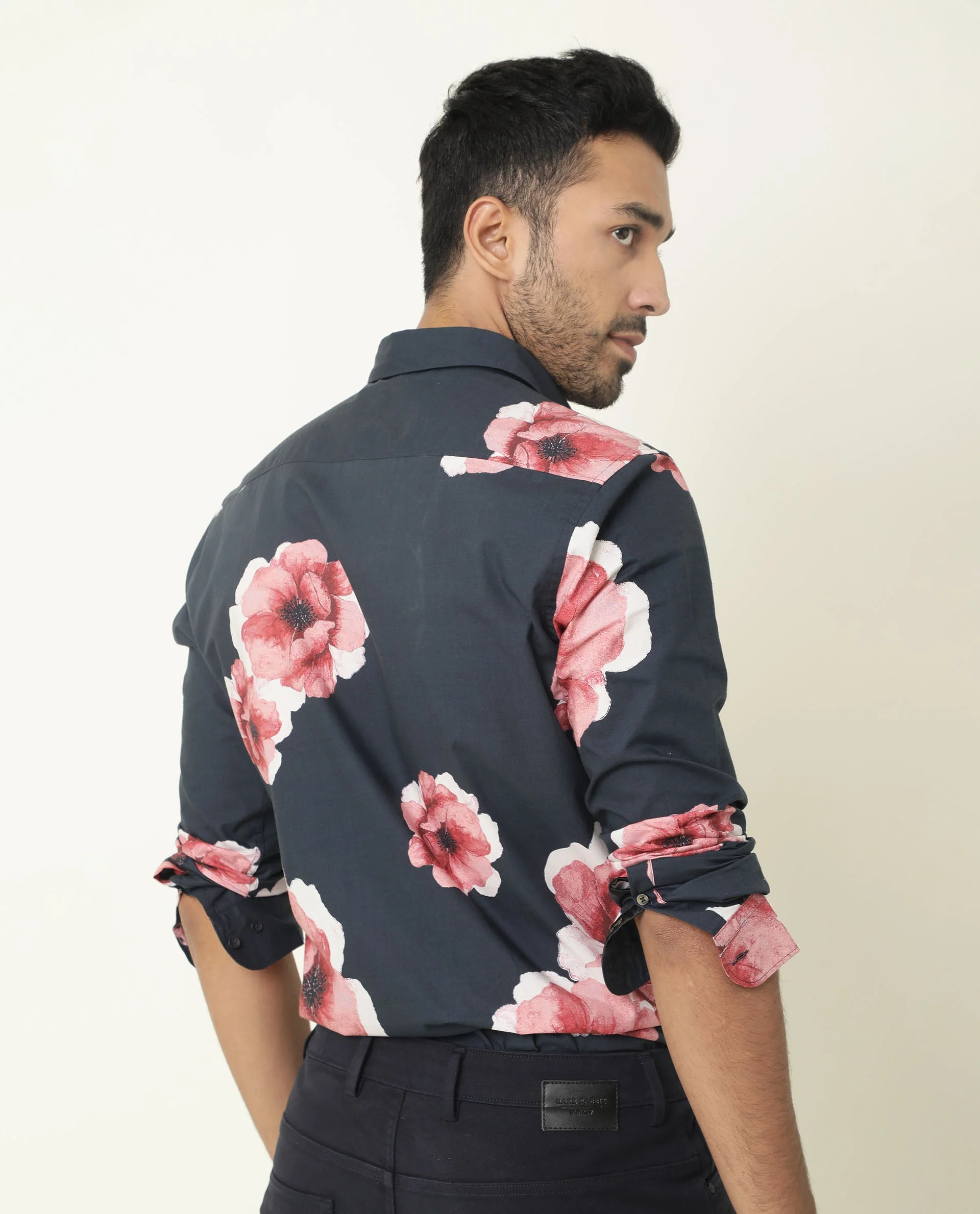 Rare Rabbit Men's Nethers Navy Cotton Floral Print Regular Fit Full Sleeve Collared Shirt - Image 9
