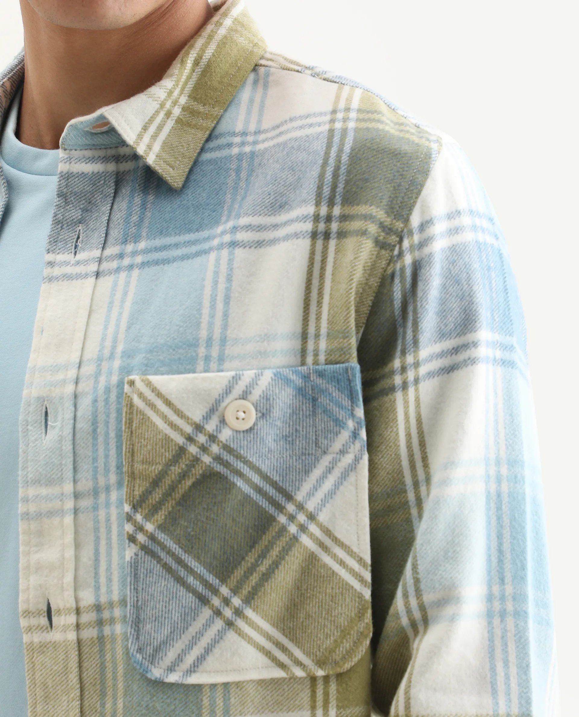 Rare Rabbit Men's Cotton Checked Print Regular Fit Full Sleeve Collared Shacket - Image 4