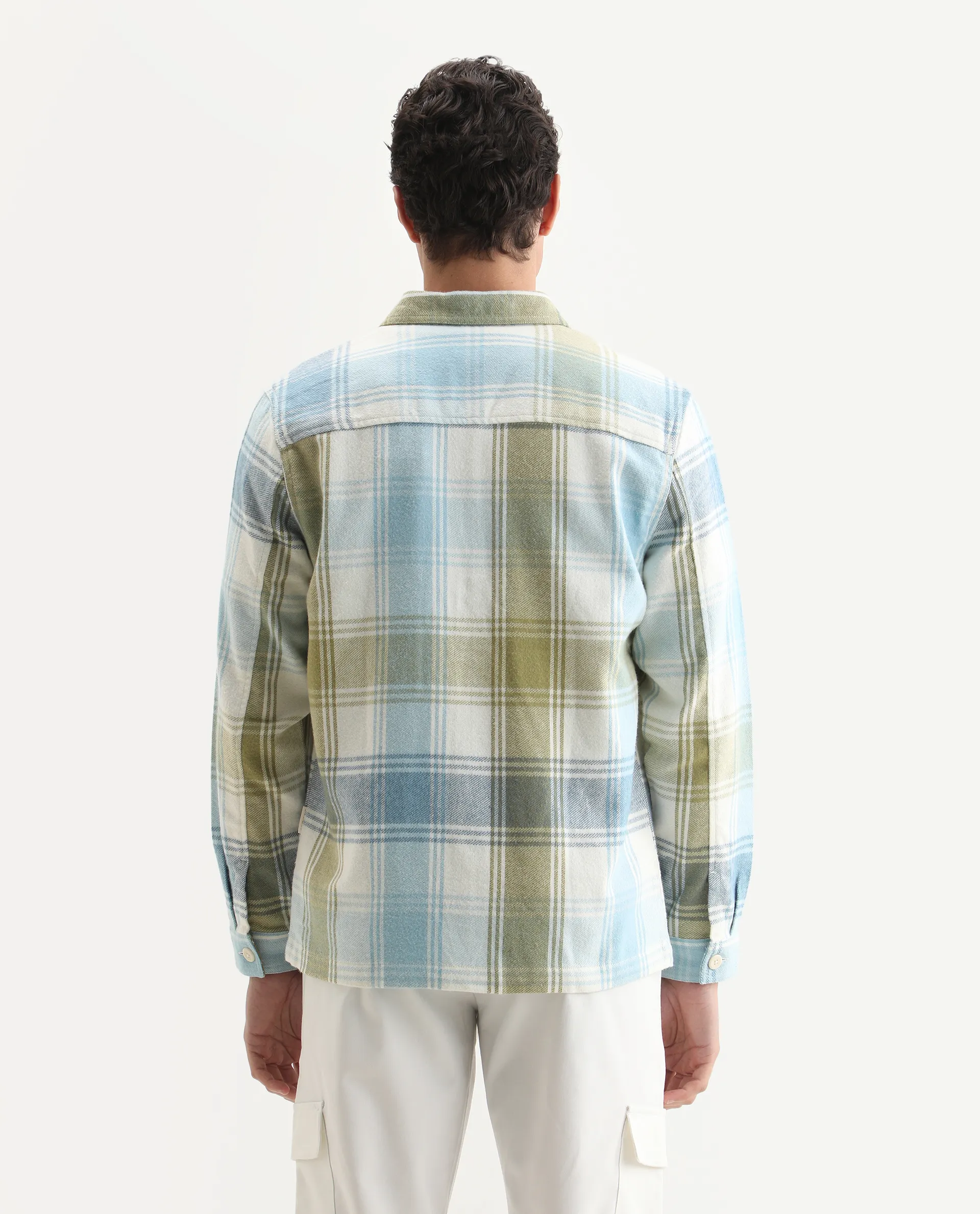 Rare Rabbit Men's Cotton Checked Print Regular Fit Full Sleeve Collared Shacket - Image 7