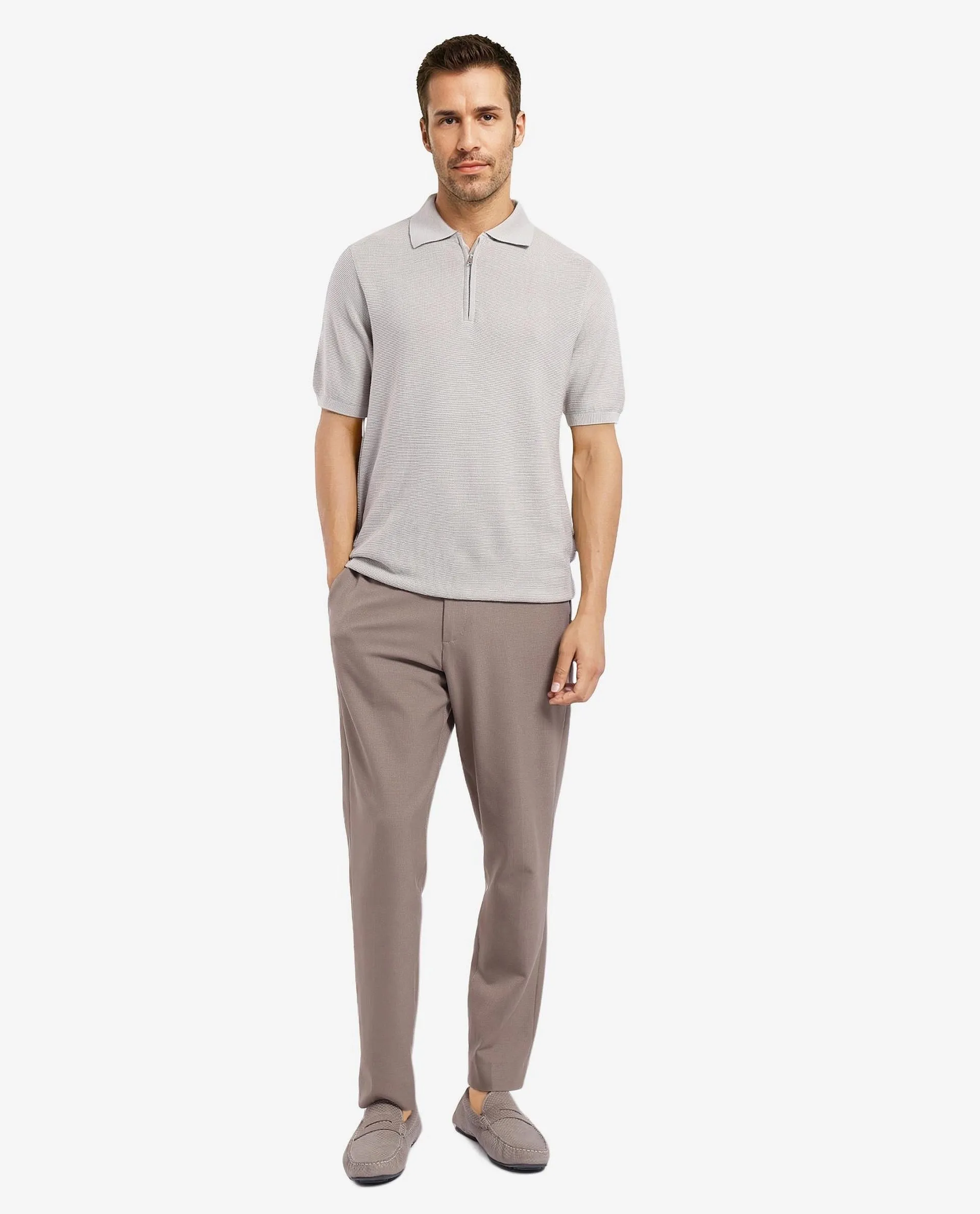 Rare Rabbit Men's Nett Beige Cotton Plain Regular Fit Half Sleeve Polo - Image 2