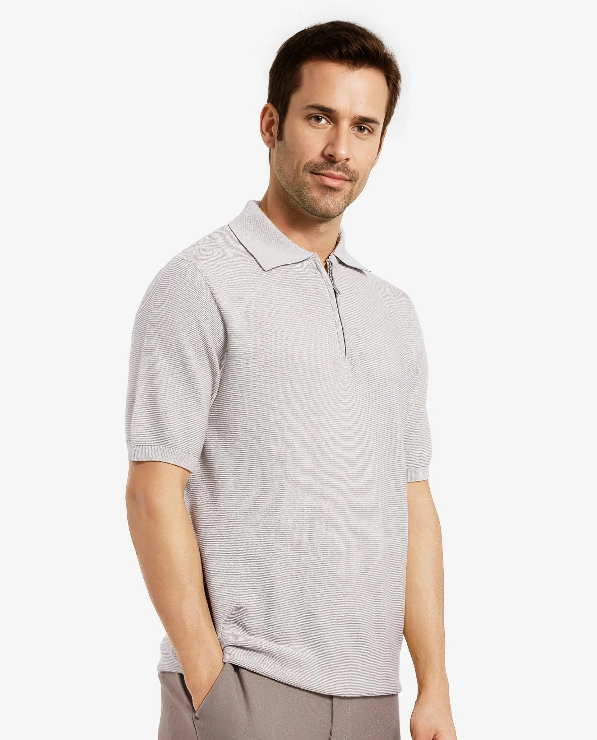 Rare Rabbit Men's Nett Beige Cotton Plain Regular Fit Half Sleeve Polo - Image 6