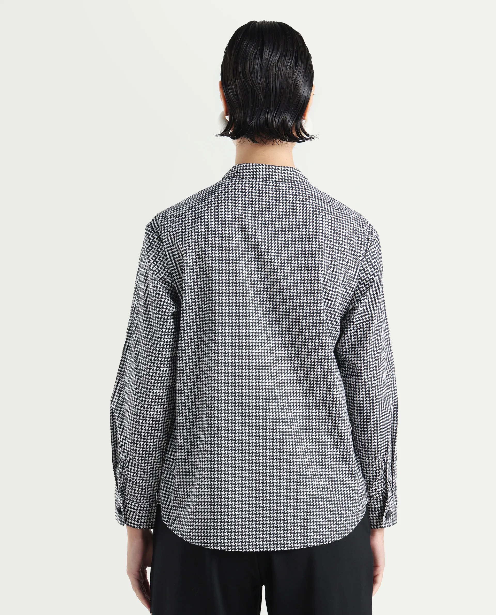 Rareism Women's Neumip Multi Cotton High Neck Houndstooth Print Regular Fit Top - Image 9