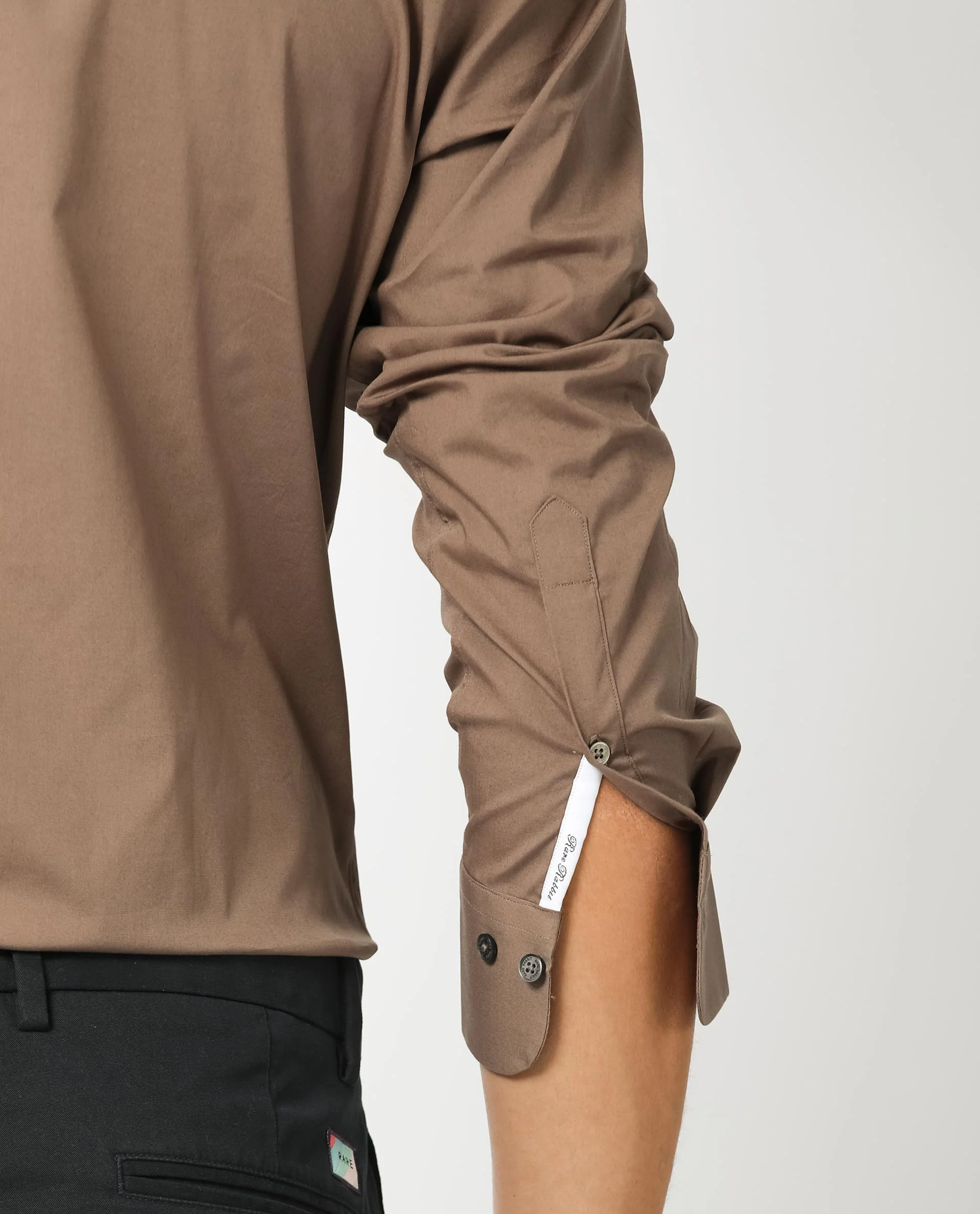 Rare Rabbit Men's Neutons Brown Cotton Plain Regular Fit Full Sleeve Collared Shirt - Image 5