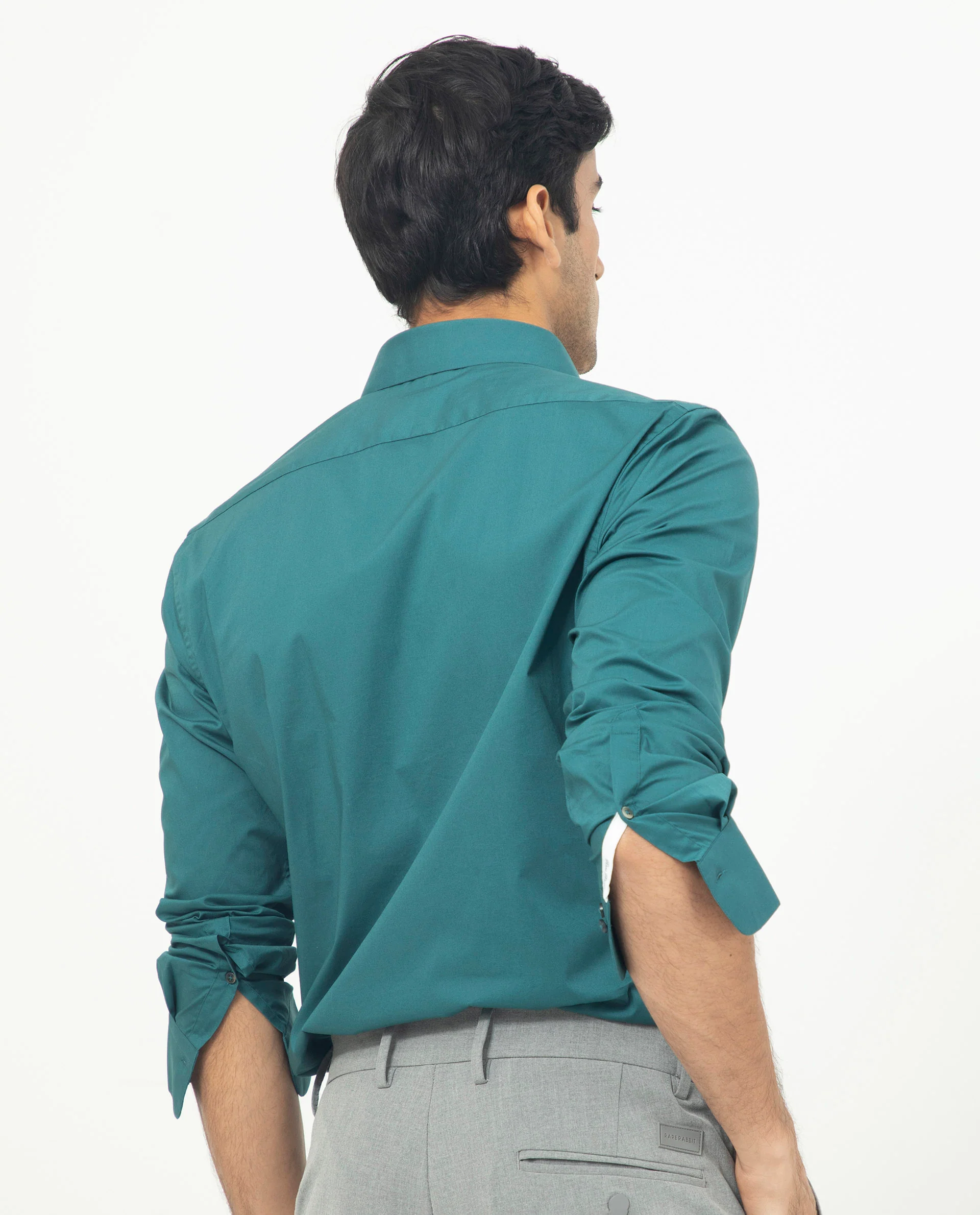 Rare Rabbit Men's Neutons Dark Green Cotton Plain Regular Fit Full Sleeve Collared Shirt - Image 11