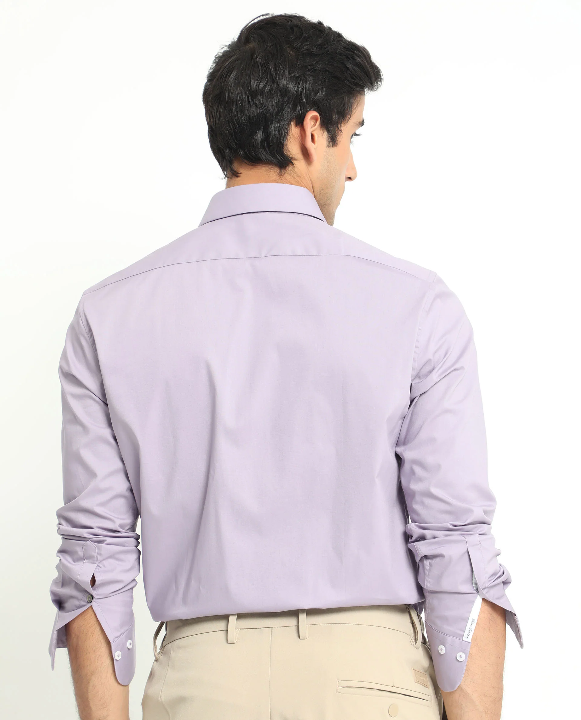 Rare Rabbit Men's Neutons Light Purple Cotton Plain Regular Fit Full Sleeve Collared Shirt - Image 10