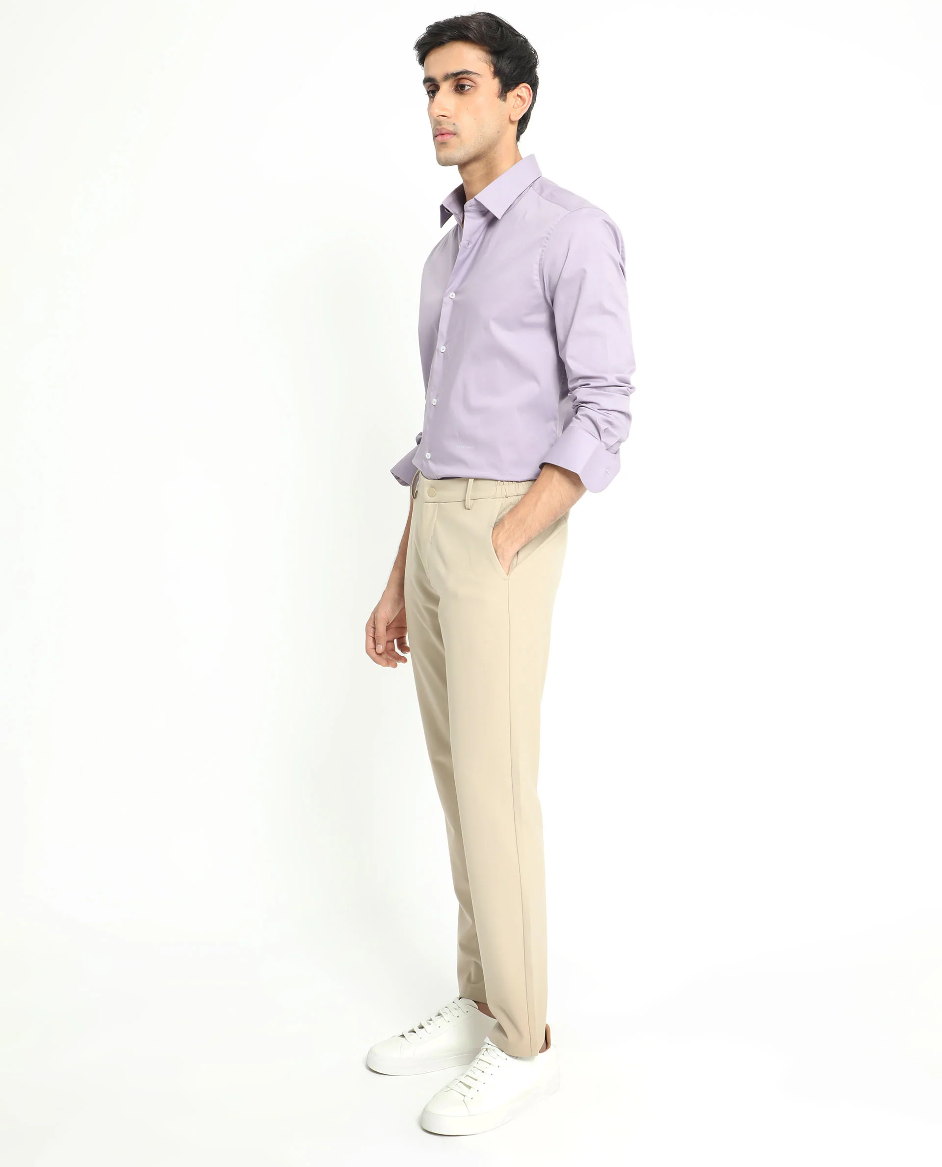 Rare Rabbit Men's Neutons Light Purple Cotton Plain Regular Fit Full Sleeve Collared Shirt - Image 2
