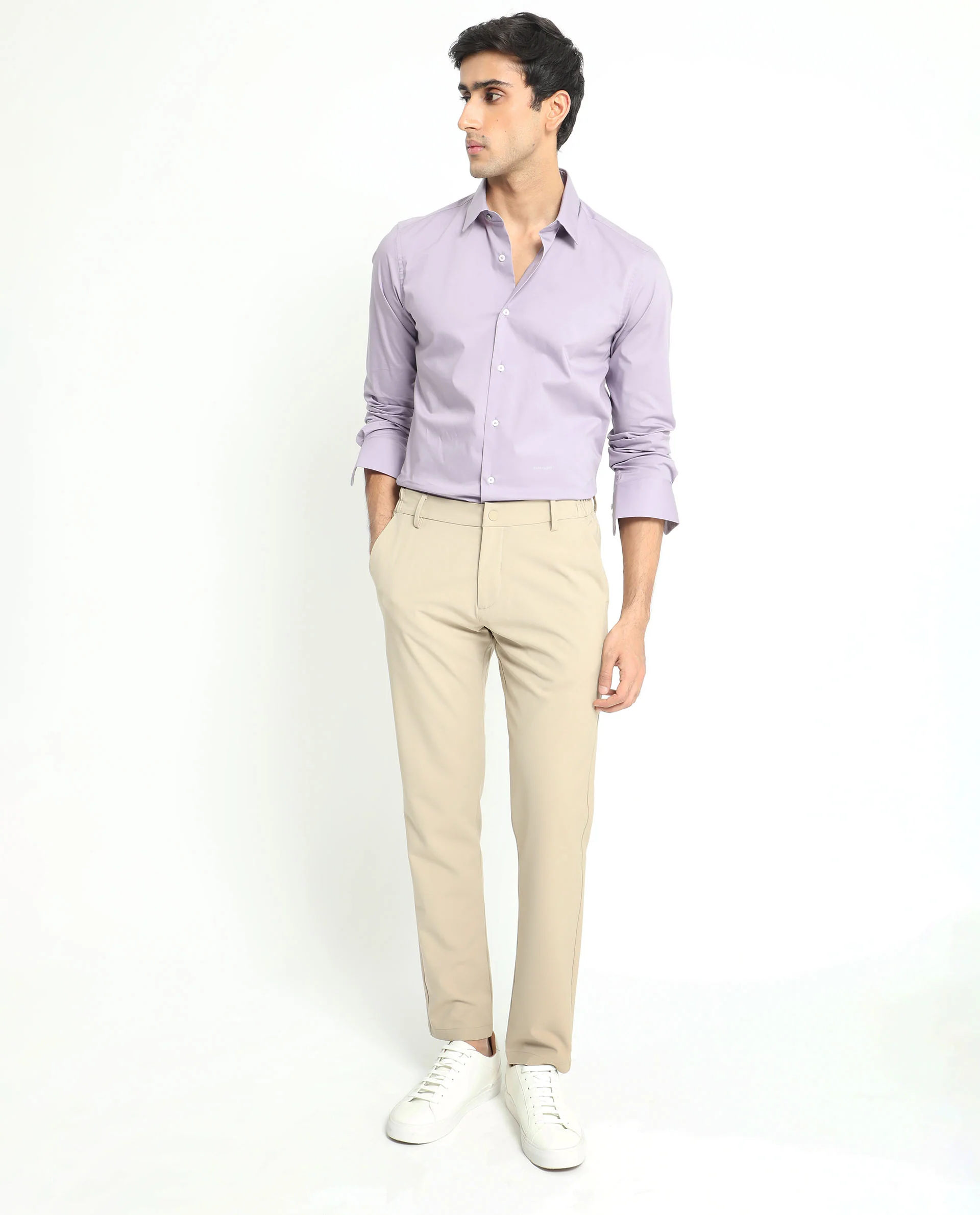 Rare Rabbit Men's Neutons Light Purple Cotton Plain Regular Fit Full Sleeve Collared Shirt - Image 7