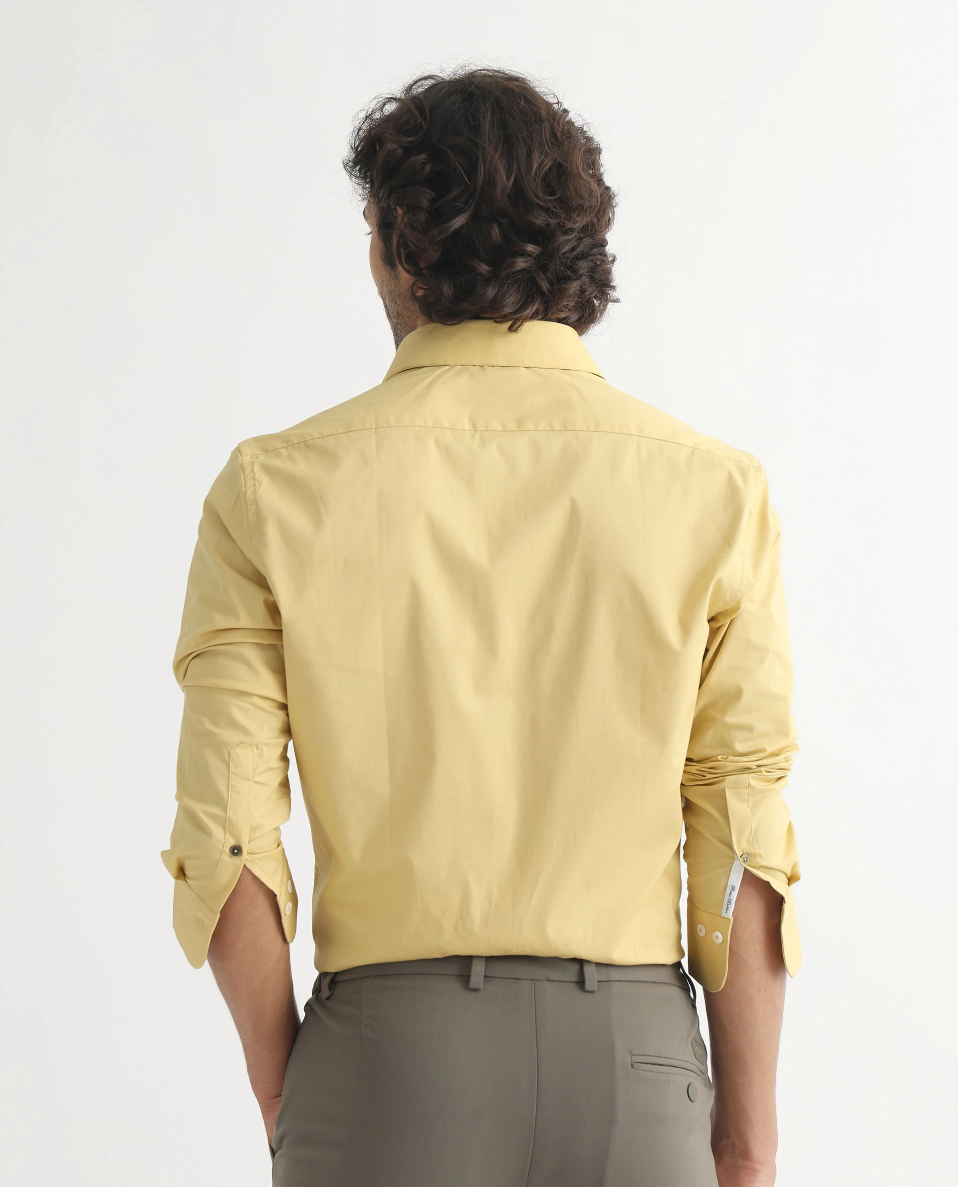 Rare Rabbit Men's Neutons Light Yellow Cotton Plain Regular Fit Full Sleeve Collared Shirt - Image 10