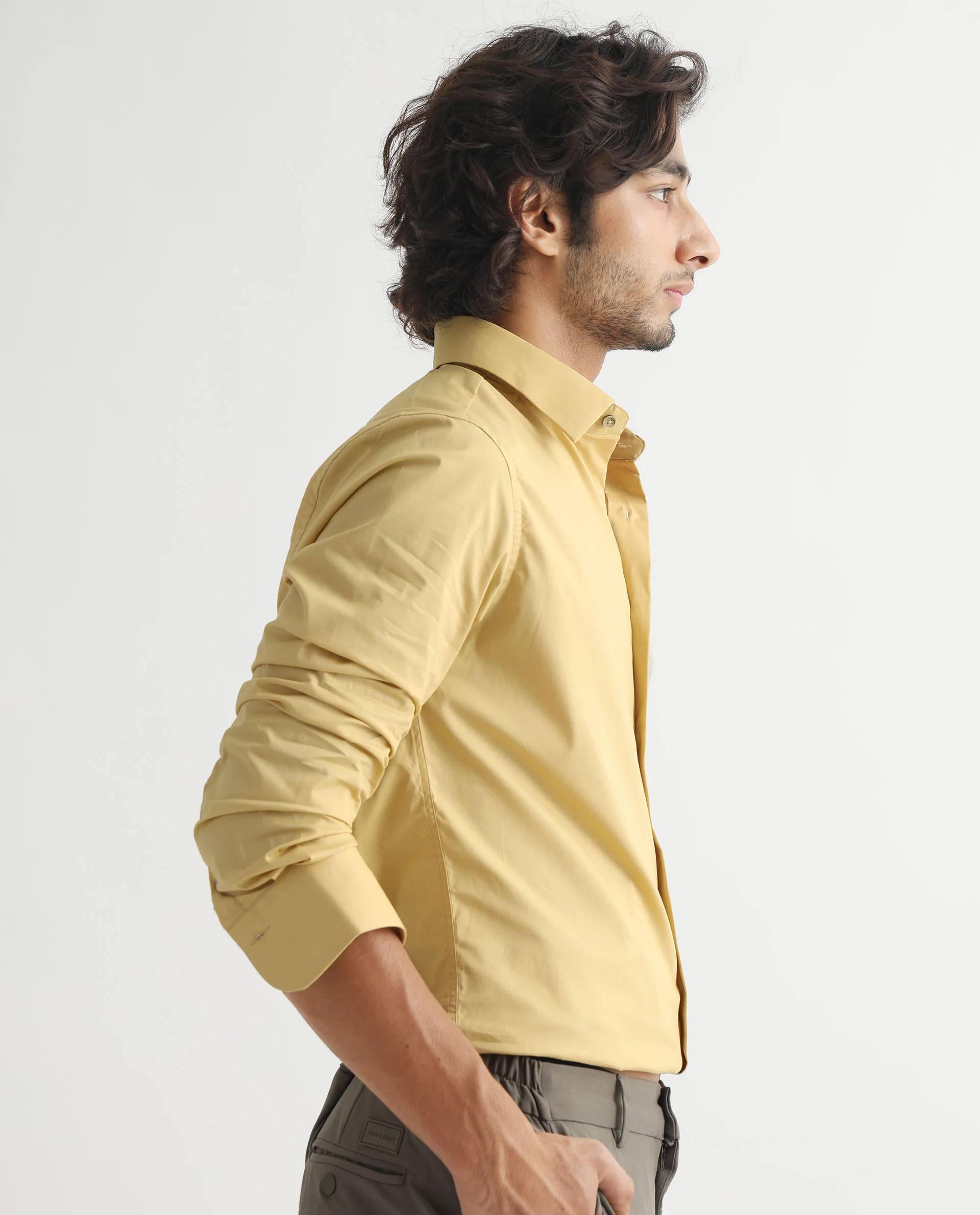 Rare Rabbit Men's Neutons Light Yellow Cotton Plain Regular Fit Full Sleeve Collared Shirt - Image 7