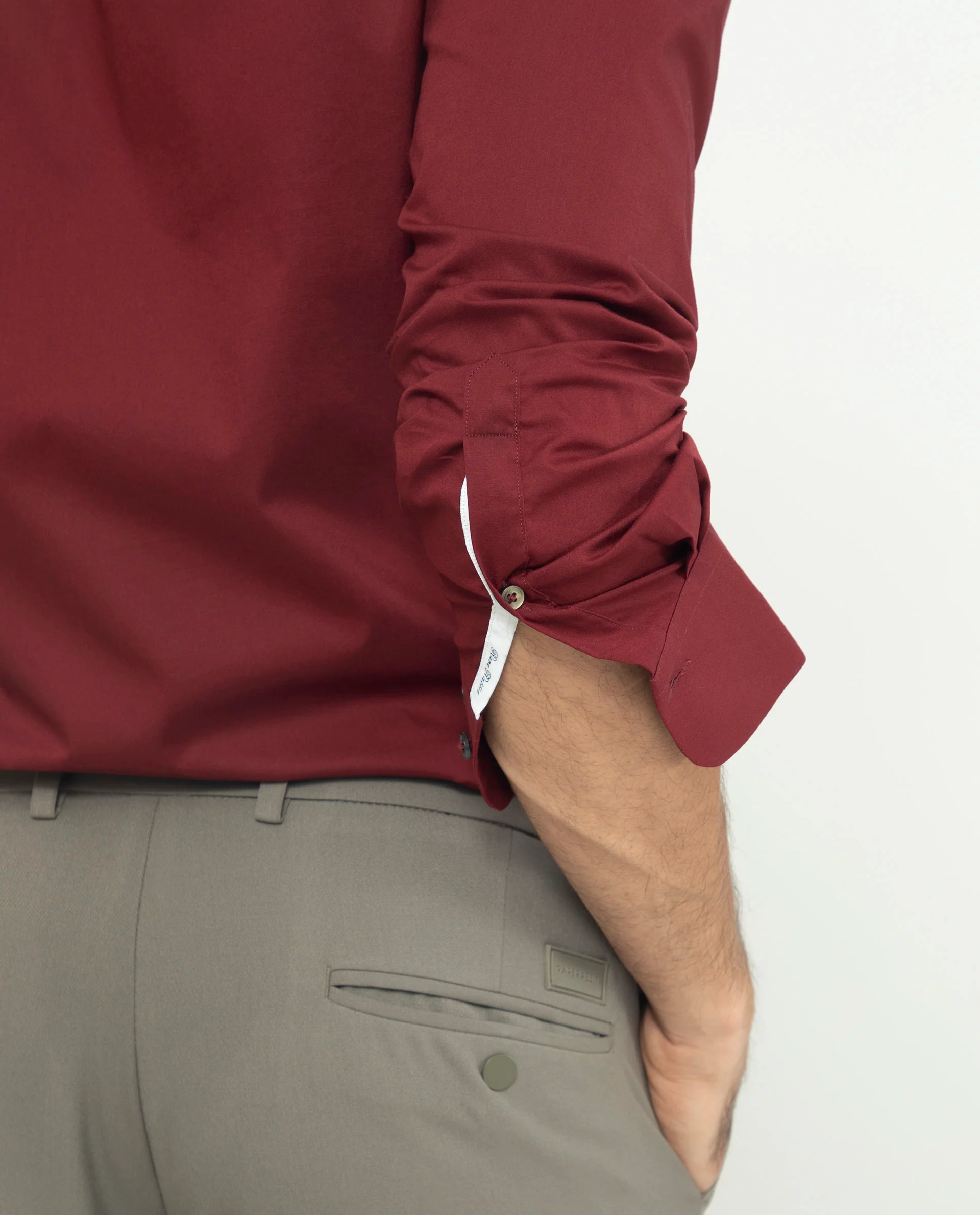 Rare Rabbit Men's Neutons Maroon Cotton Plain Regular Fit Full Sleeve Collared Shirt - Image 4